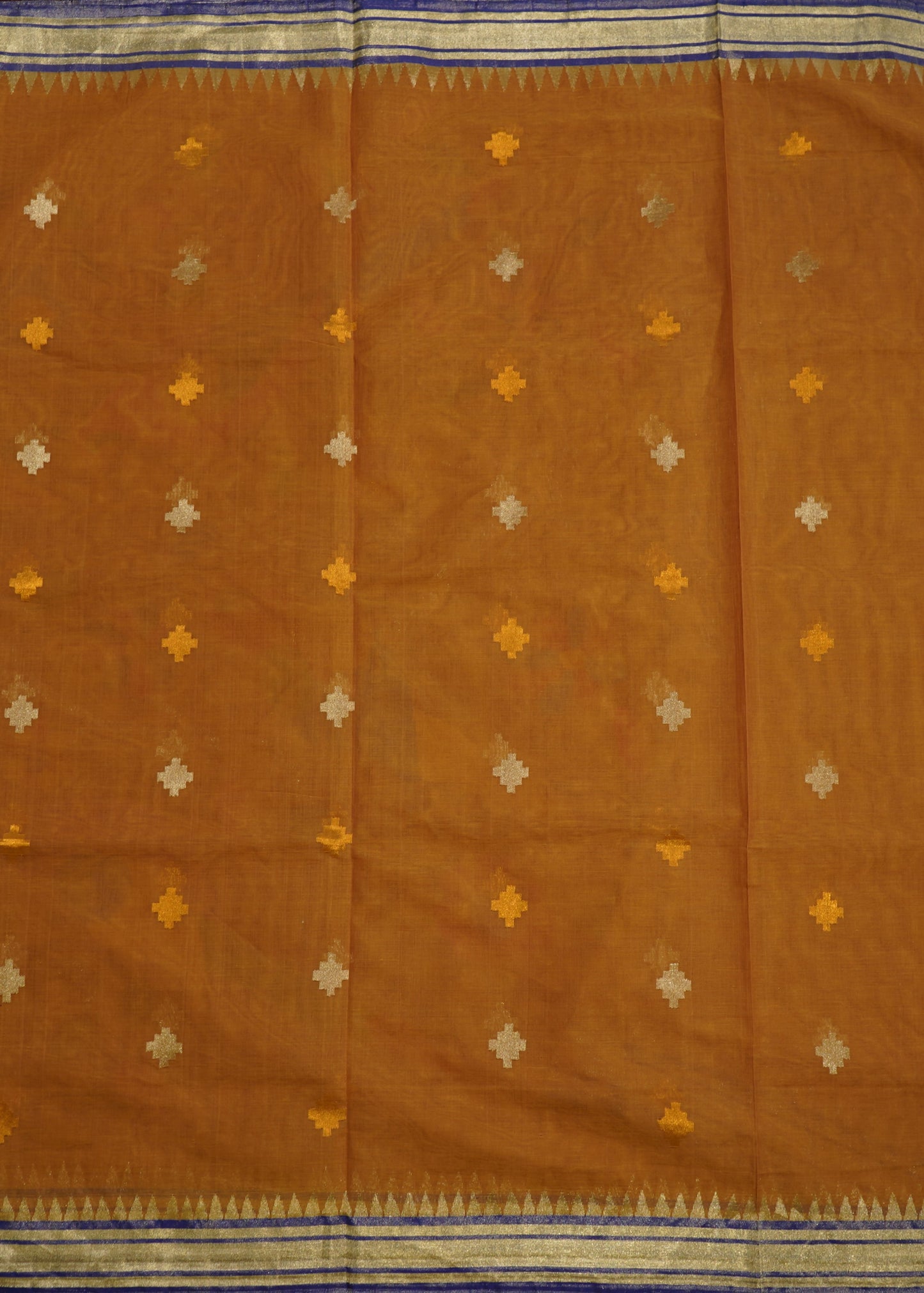 Light Brown Ponduru Pallu Jamdhani Pure Cotton Handloom Saree