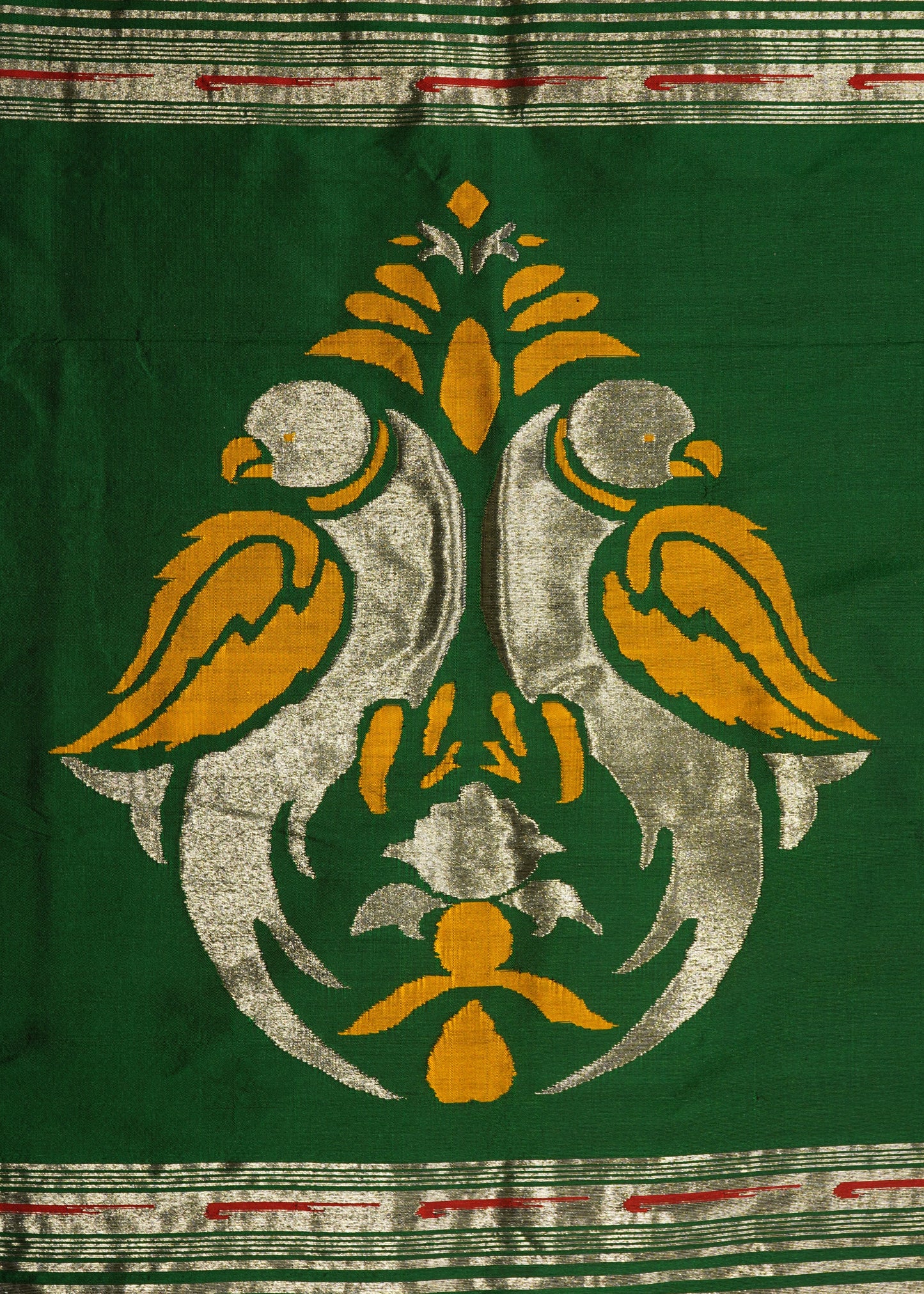 Green Paithani Silver Zari Buti Pure Silk Handloom Saree