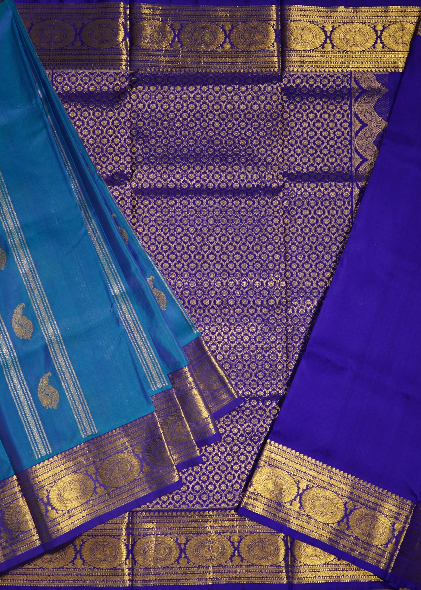 Blue Venkatagiri Zari Butti Pure Silk Handloom Saree