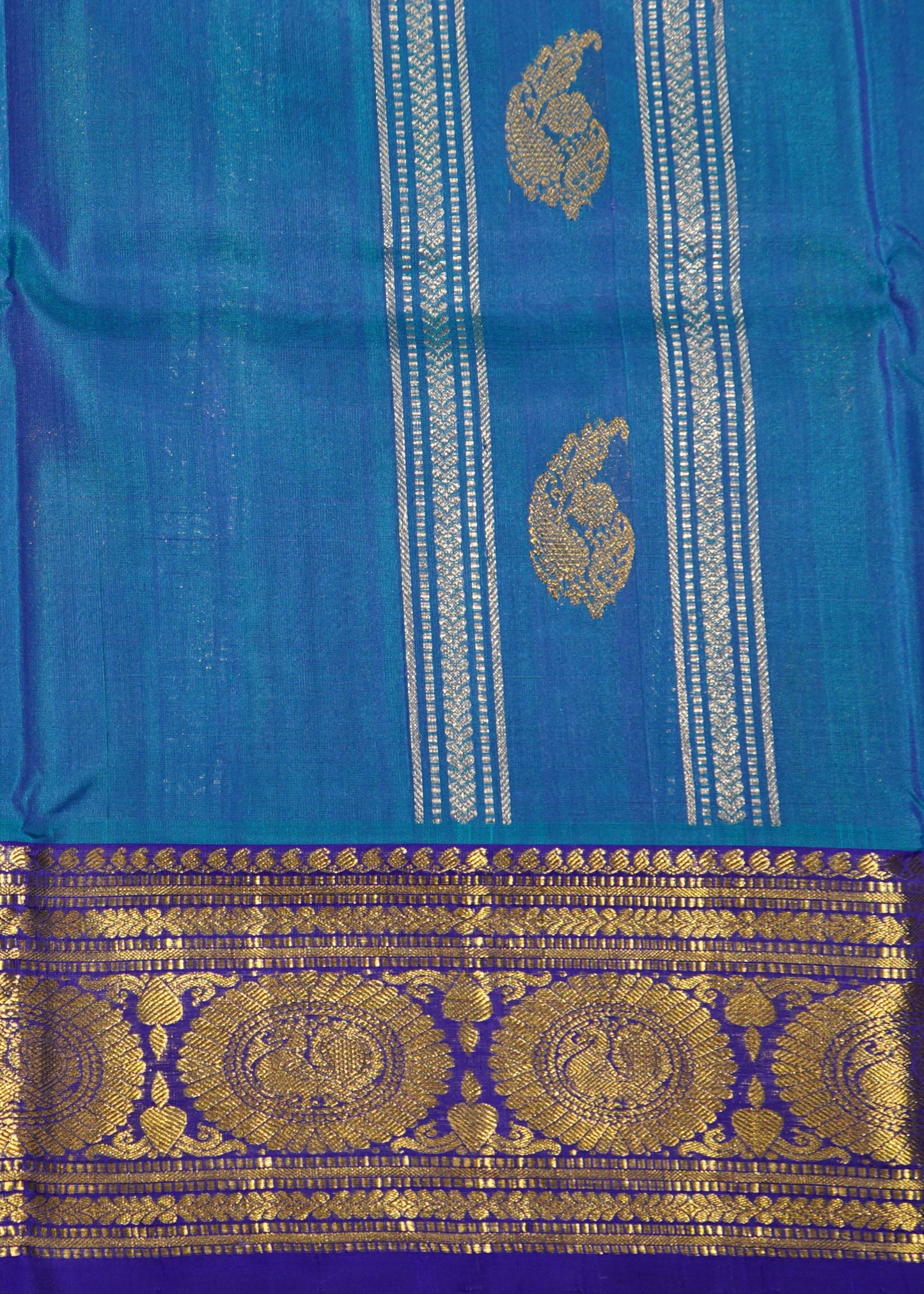 Blue Venkatagiri Zari Butti Pure Silk Handloom Saree