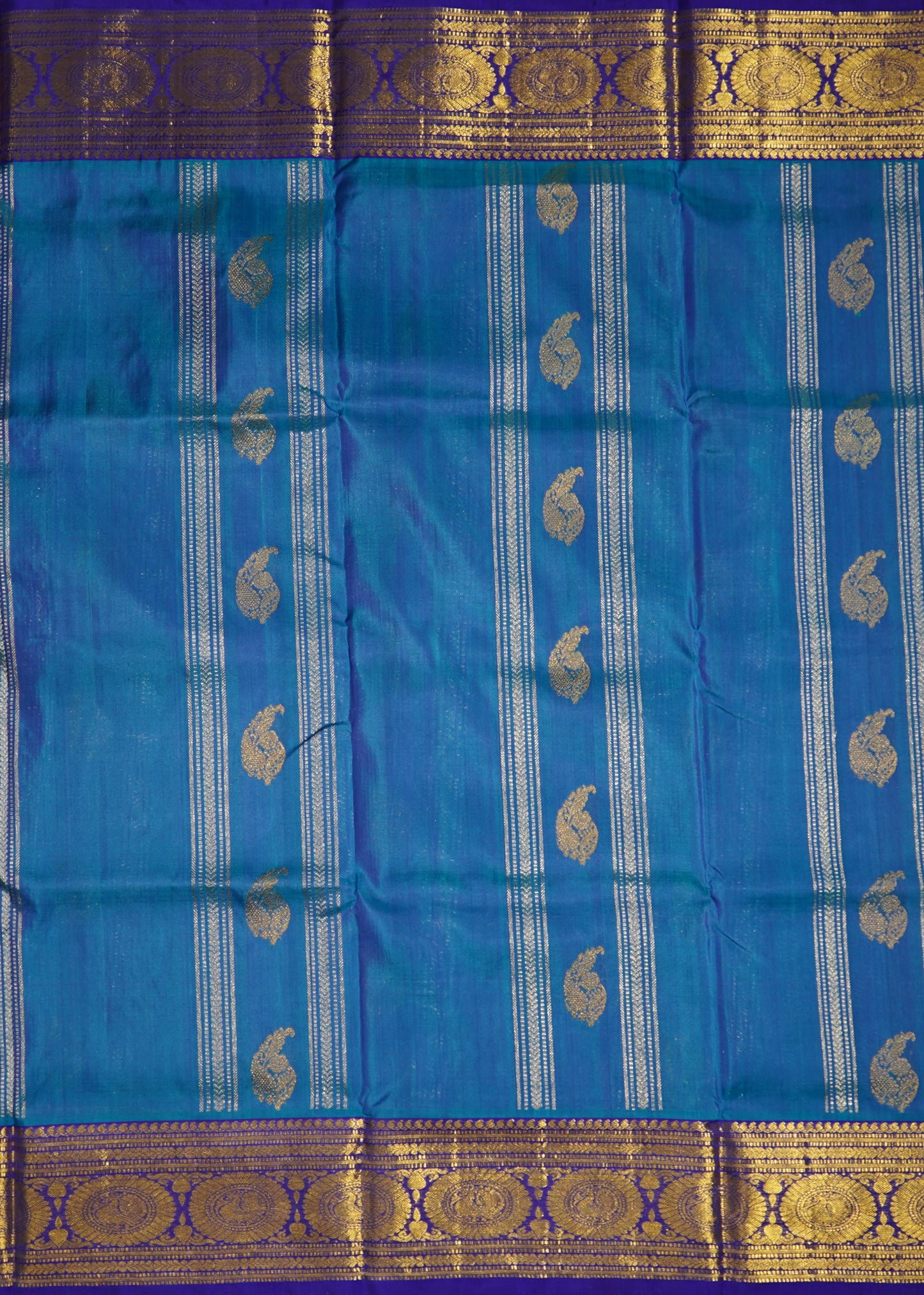 Blue Venkatagiri Zari Butti Pure Silk Handloom Saree