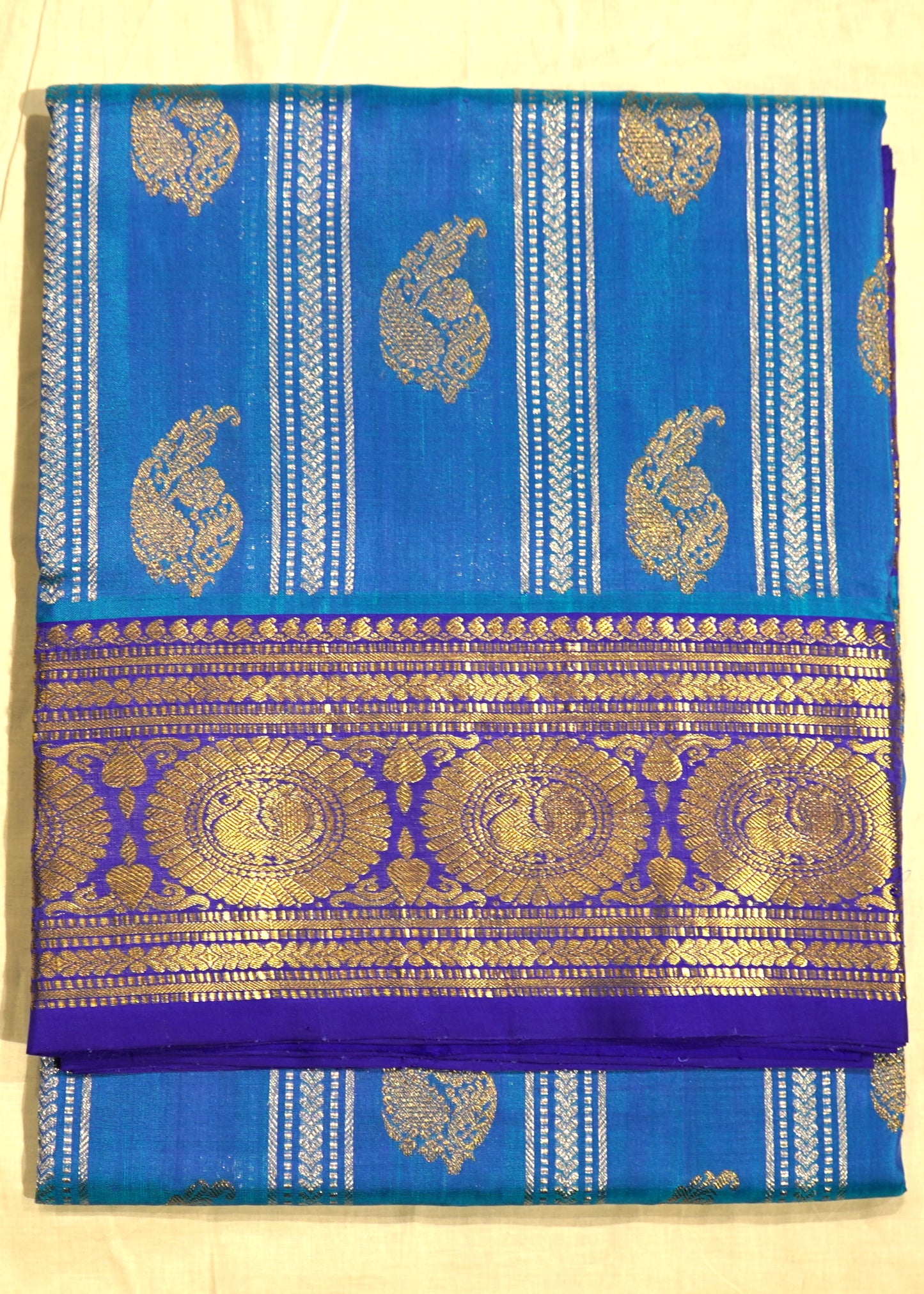 Blue Venkatagiri Zari Butti Pure Silk Handloom Saree