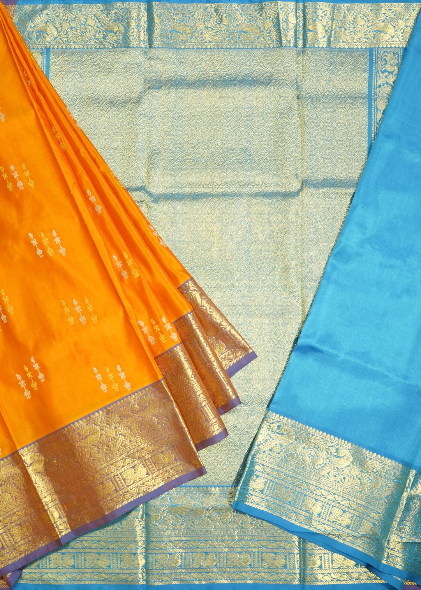 Musterd Yellow Venkatagiri Zari Buti Pure Silk Handloom Saree