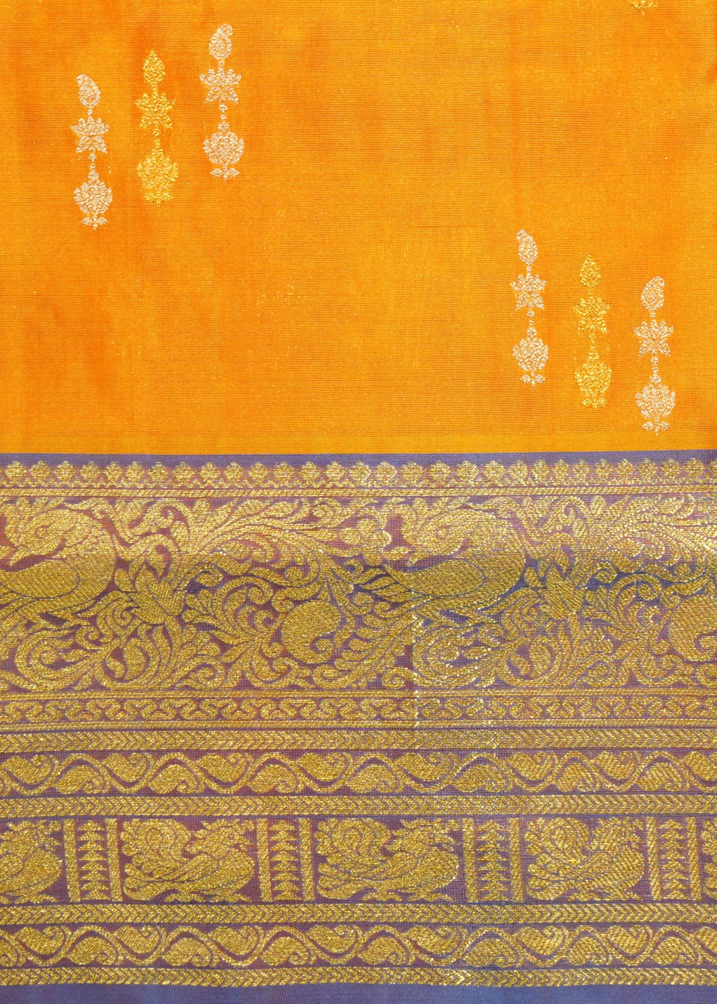 Musterd Yellow Venkatagiri Zari Buti Pure Silk Handloom Saree