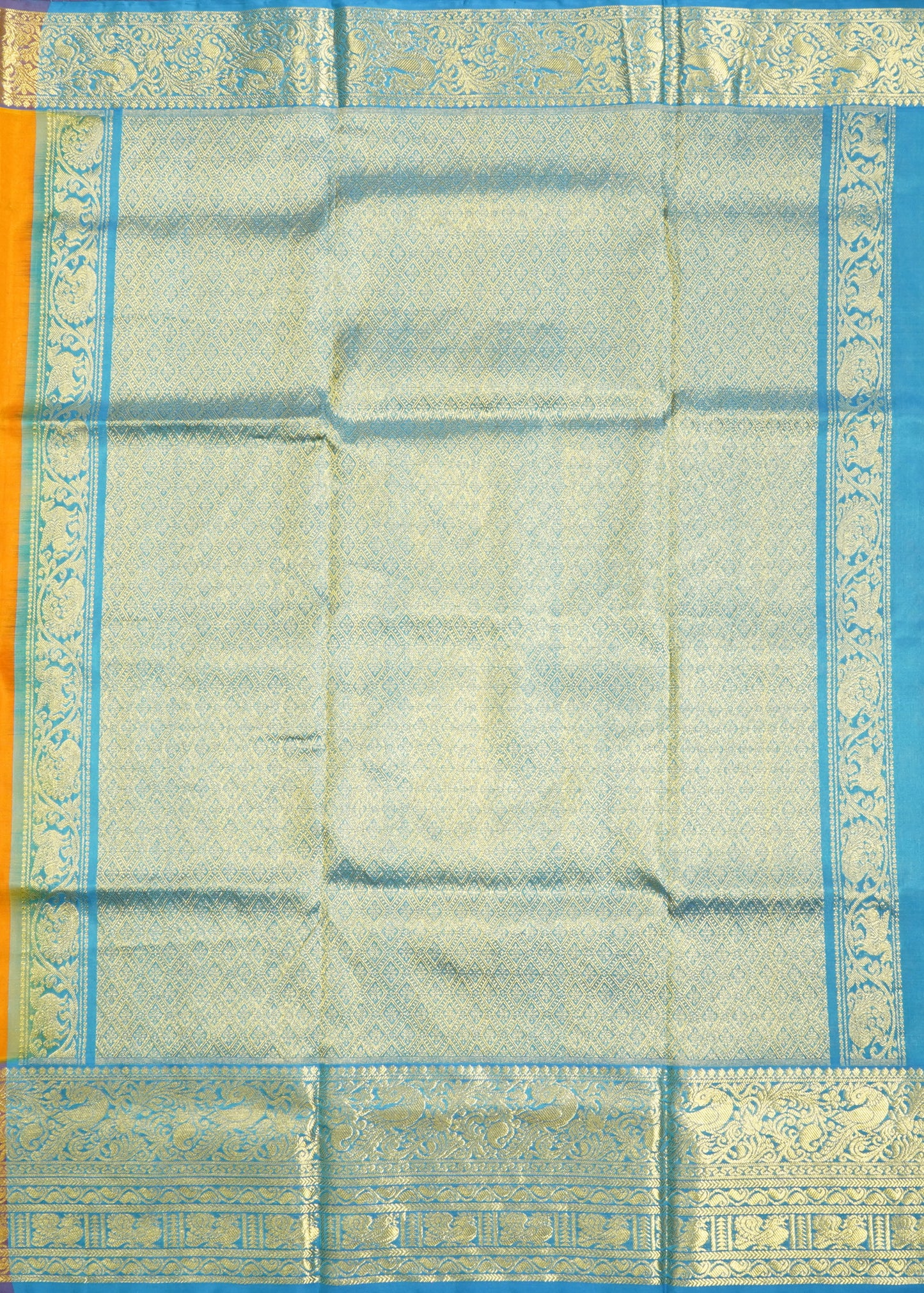 Musterd Yellow Venkatagiri Zari Buti Pure Silk Handloom Saree