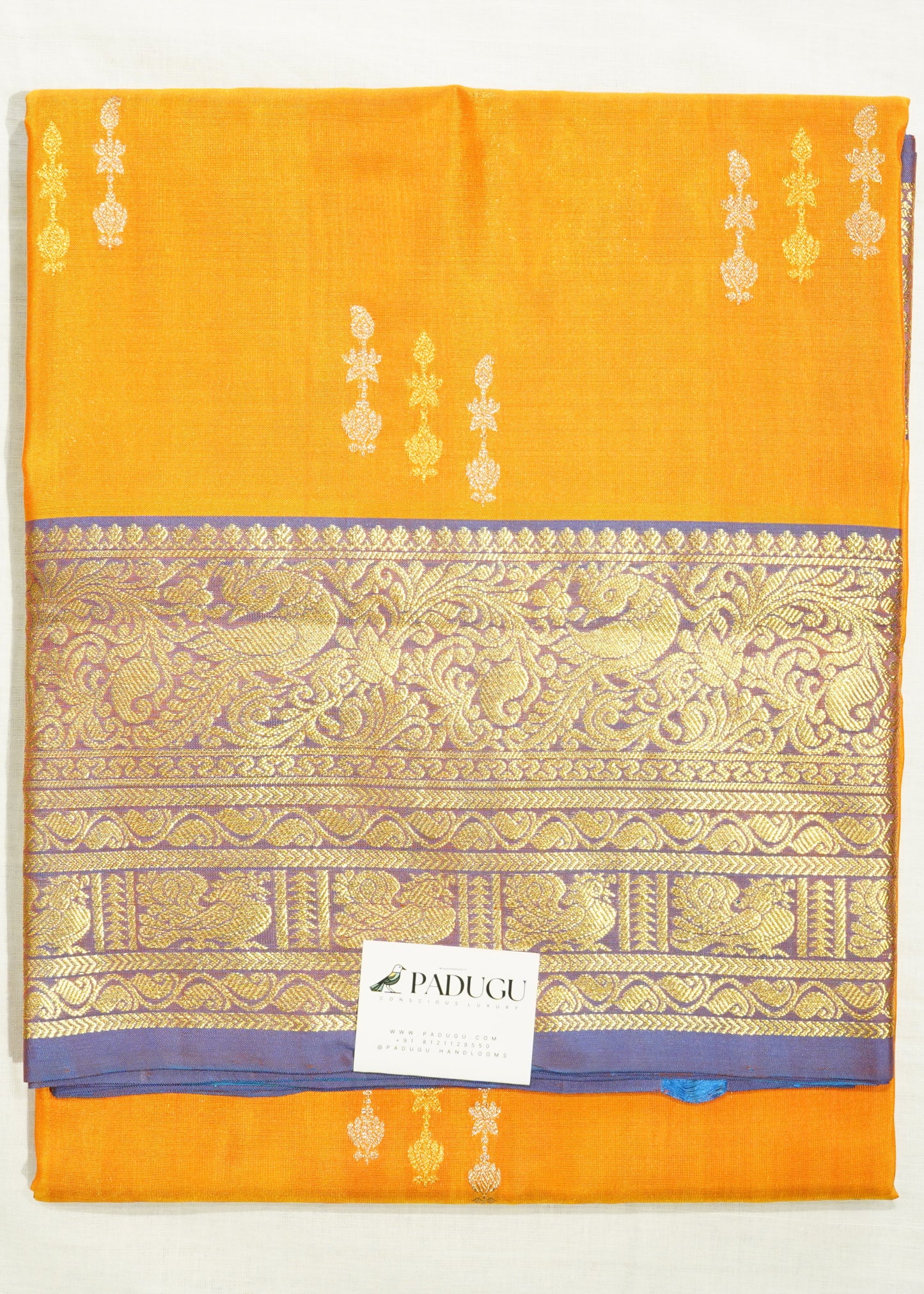 Musterd Yellow Venkatagiri Zari Buti Pure Silk Handloom Saree