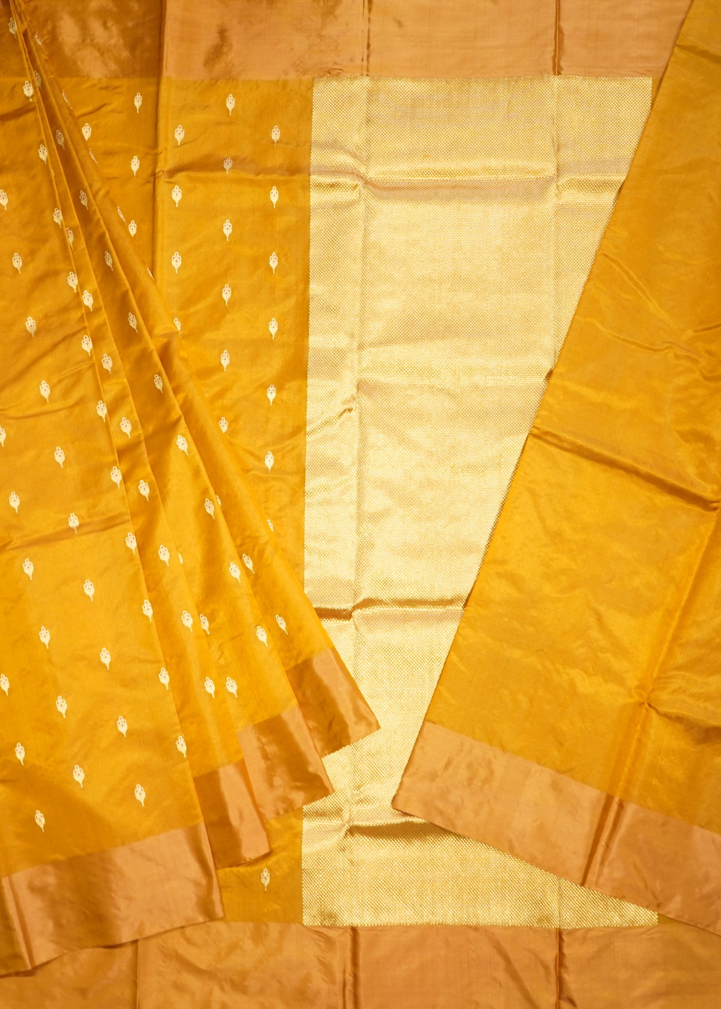 Brown Chanderi Eknali Zari Buti Pure Silk Handloom Saree