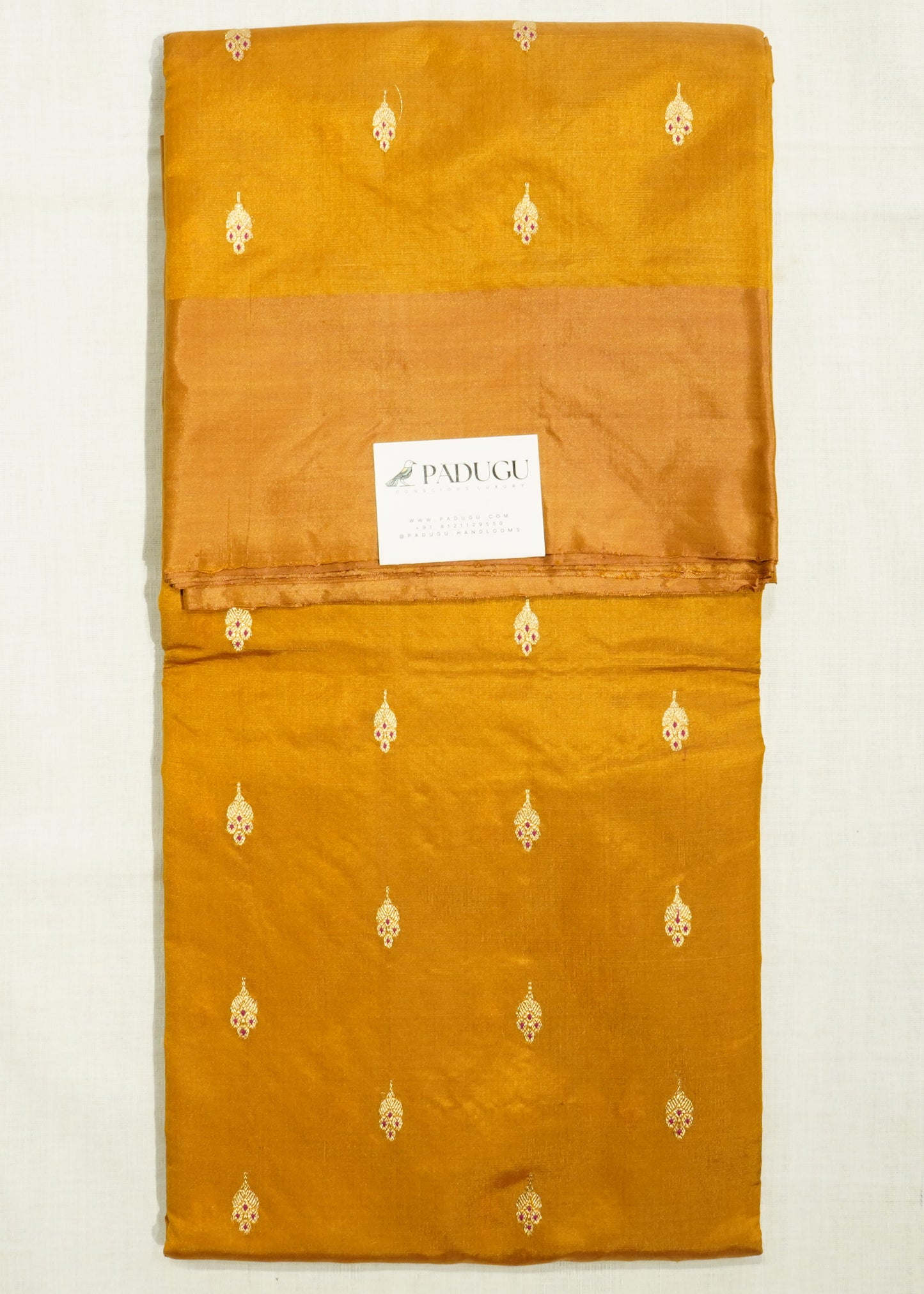 Brown Chanderi Eknali Zari Buti Pure Silk Handloom Saree