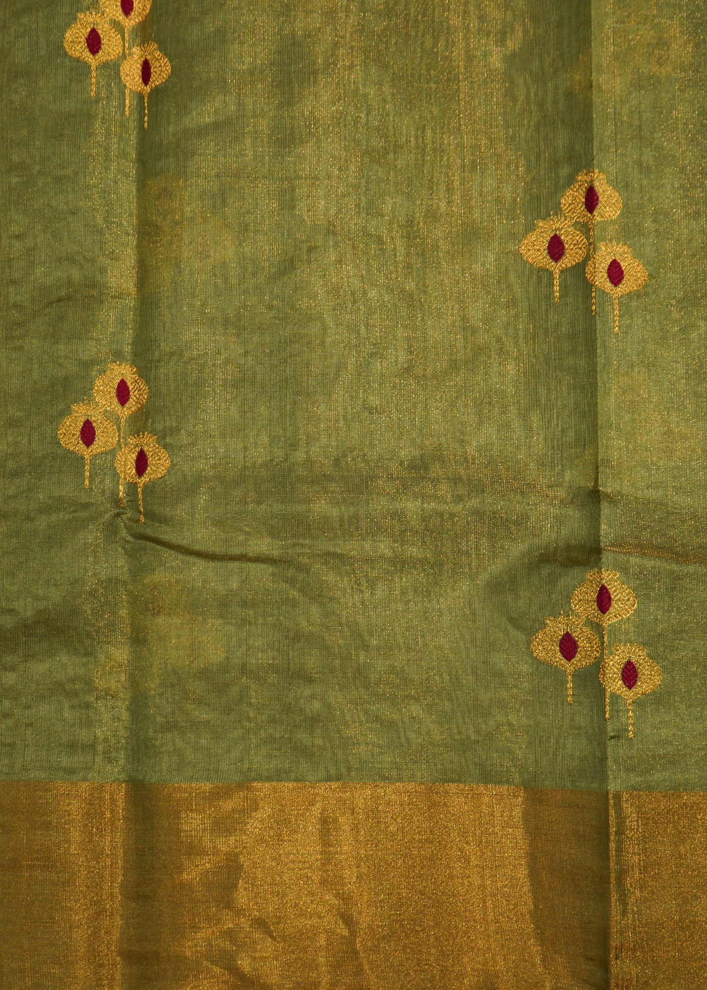 Jade Chanderi Eknaliya Zari buti Pure Silk Handloom Saree