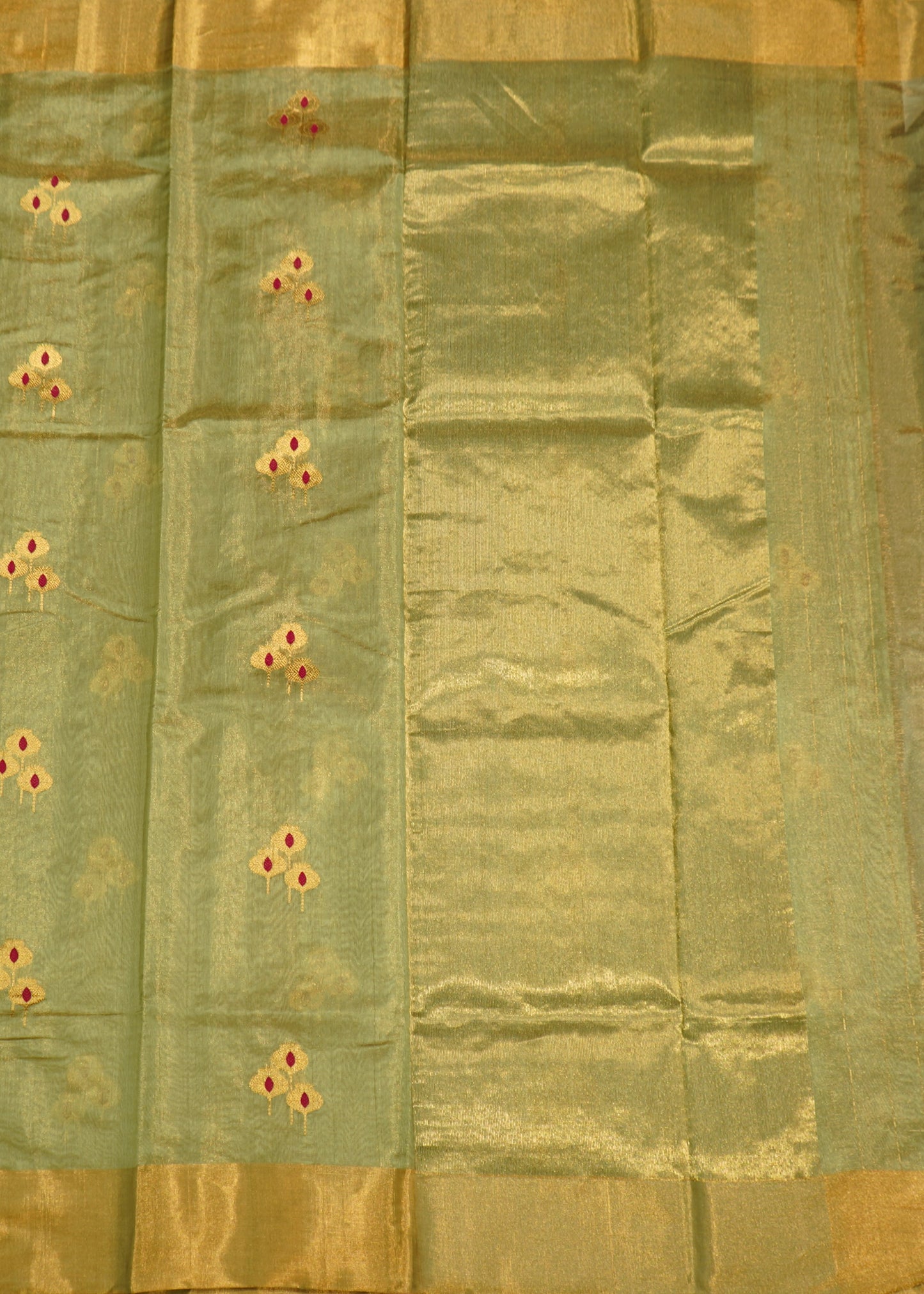 Jade Chanderi Eknaliya Zari buti Pure Silk Handloom Saree
