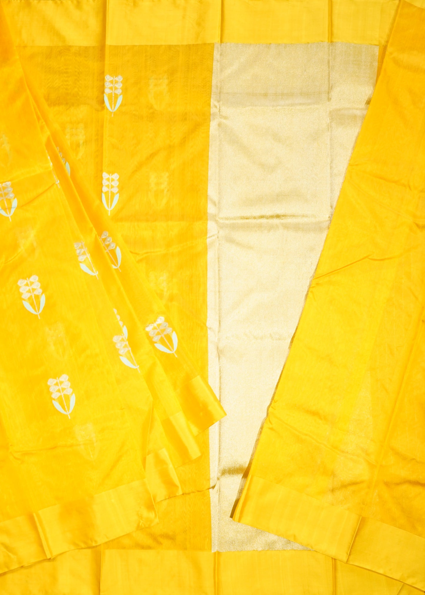 Orange Chanderi Eknali Zari Buti Pure Silk Handloom Saree