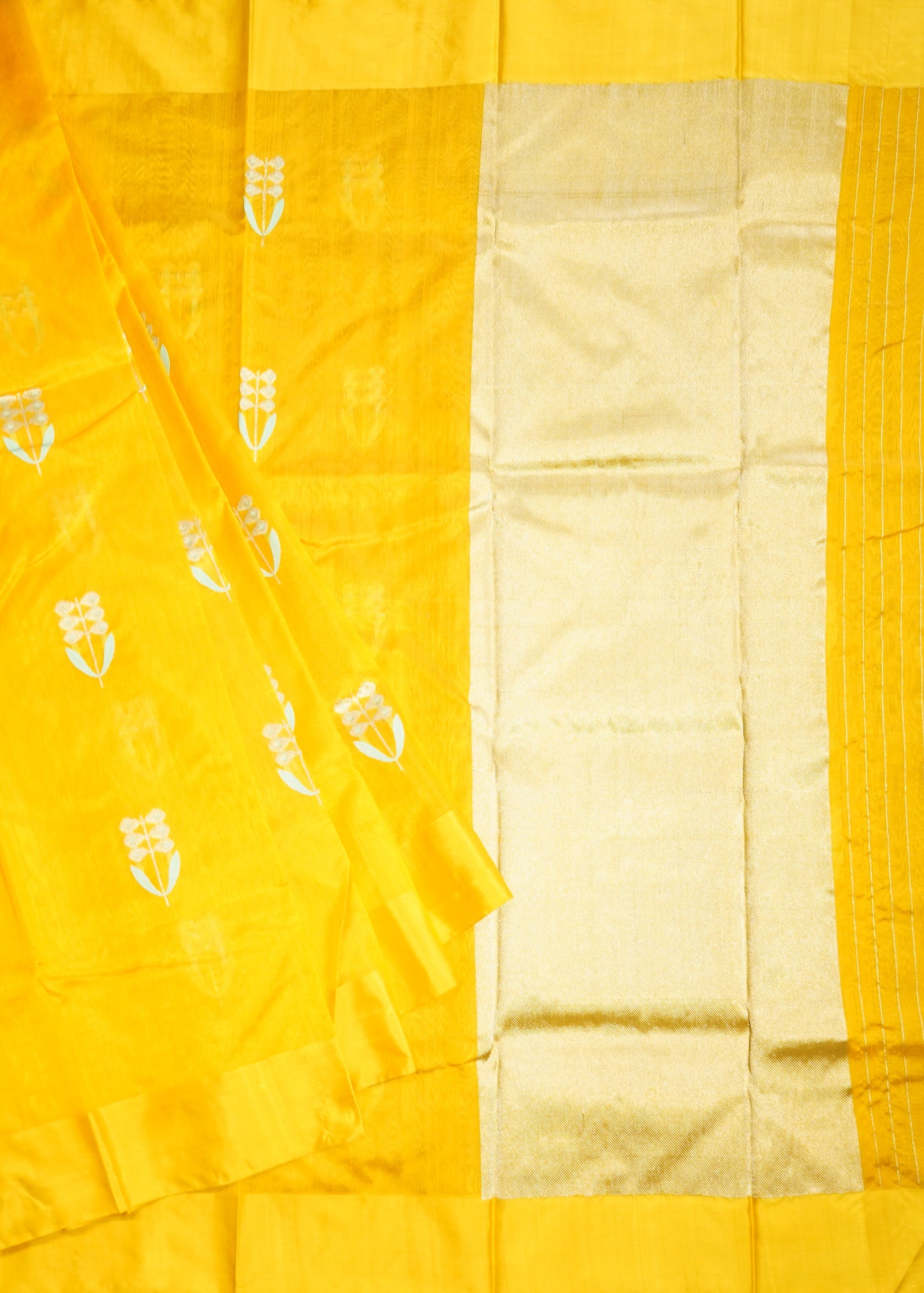 Orange Chanderi Eknali Zari Buti Pure Silk Handloom Saree