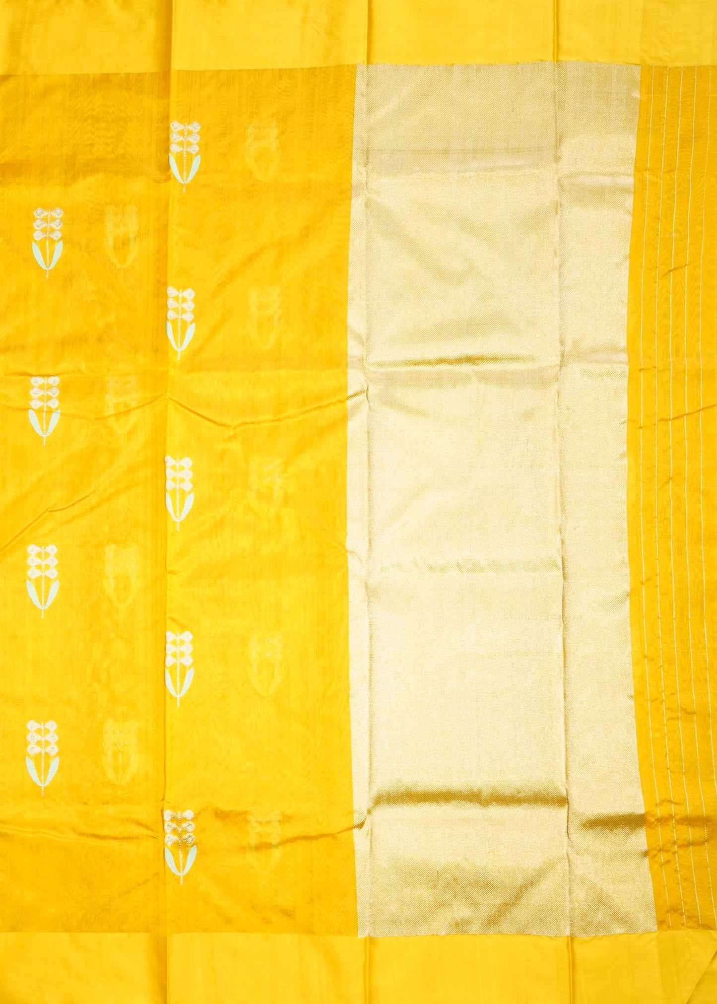 Orange Chanderi Eknali Zari Buti Pure Silk Handloom Saree