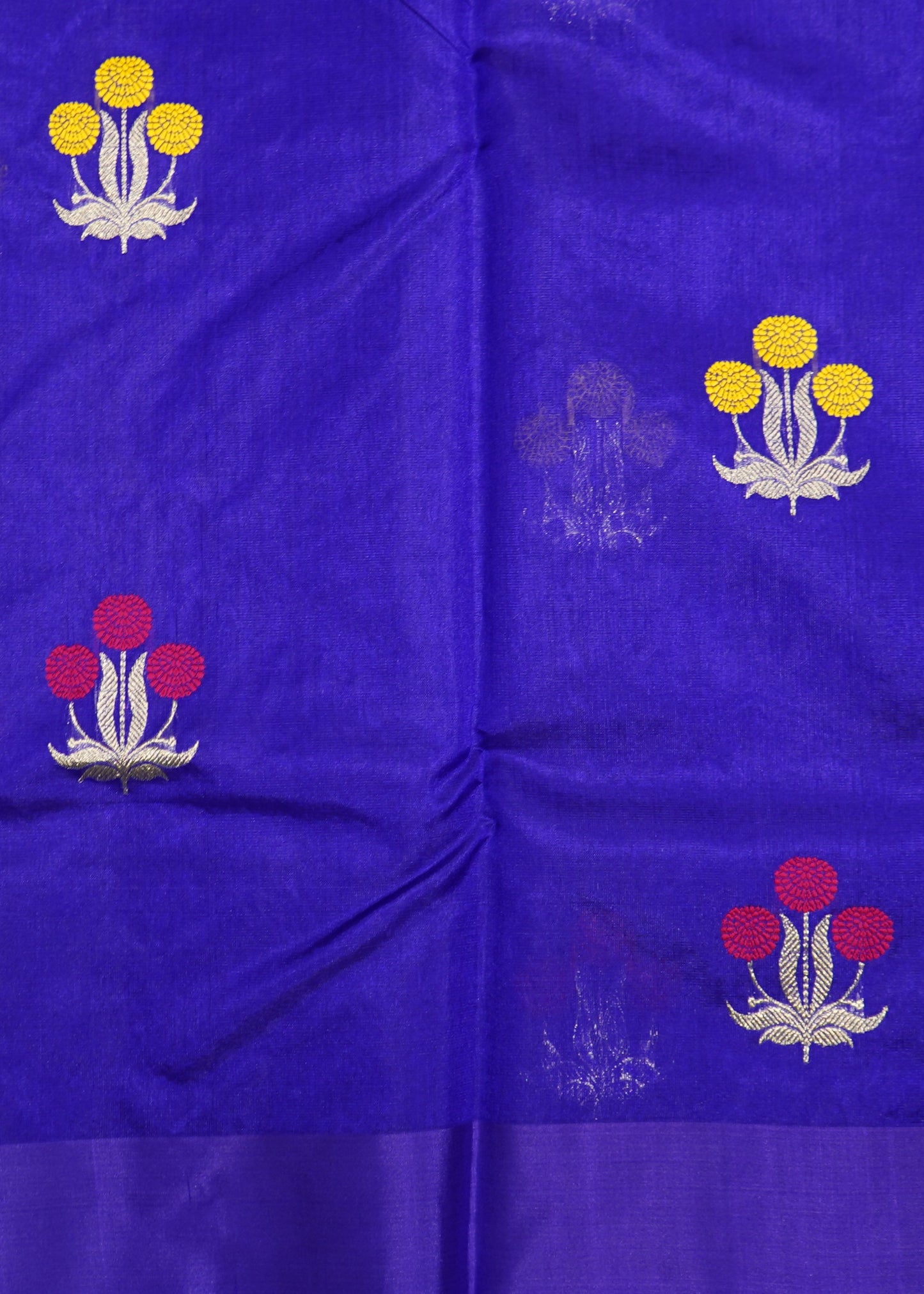 Dark Blue Chanderi Eknaliya Zari buti Pure Silk Handloom Saree