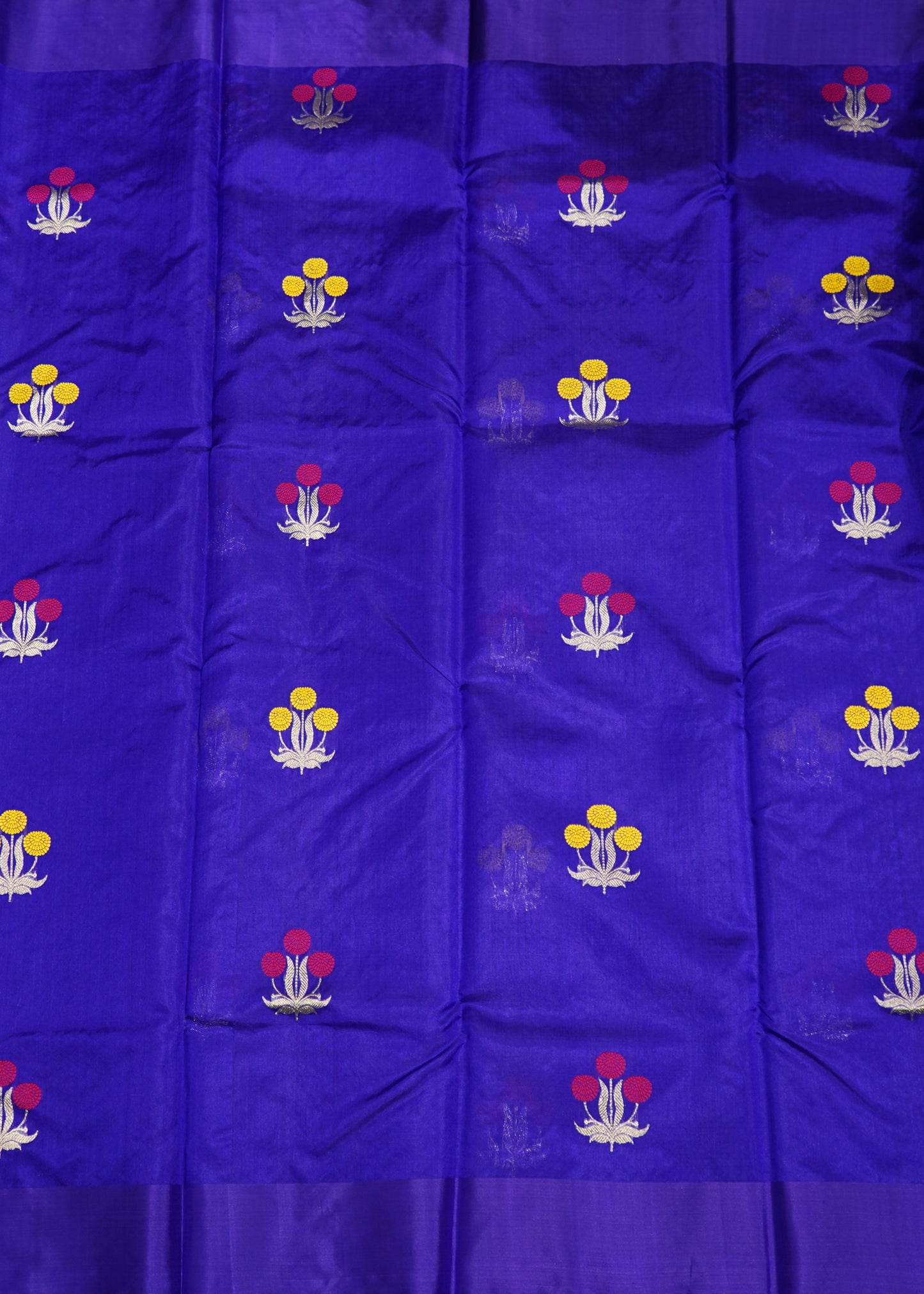 Dark Blue Chanderi Eknaliya Zari buti Pure Silk Handloom Saree