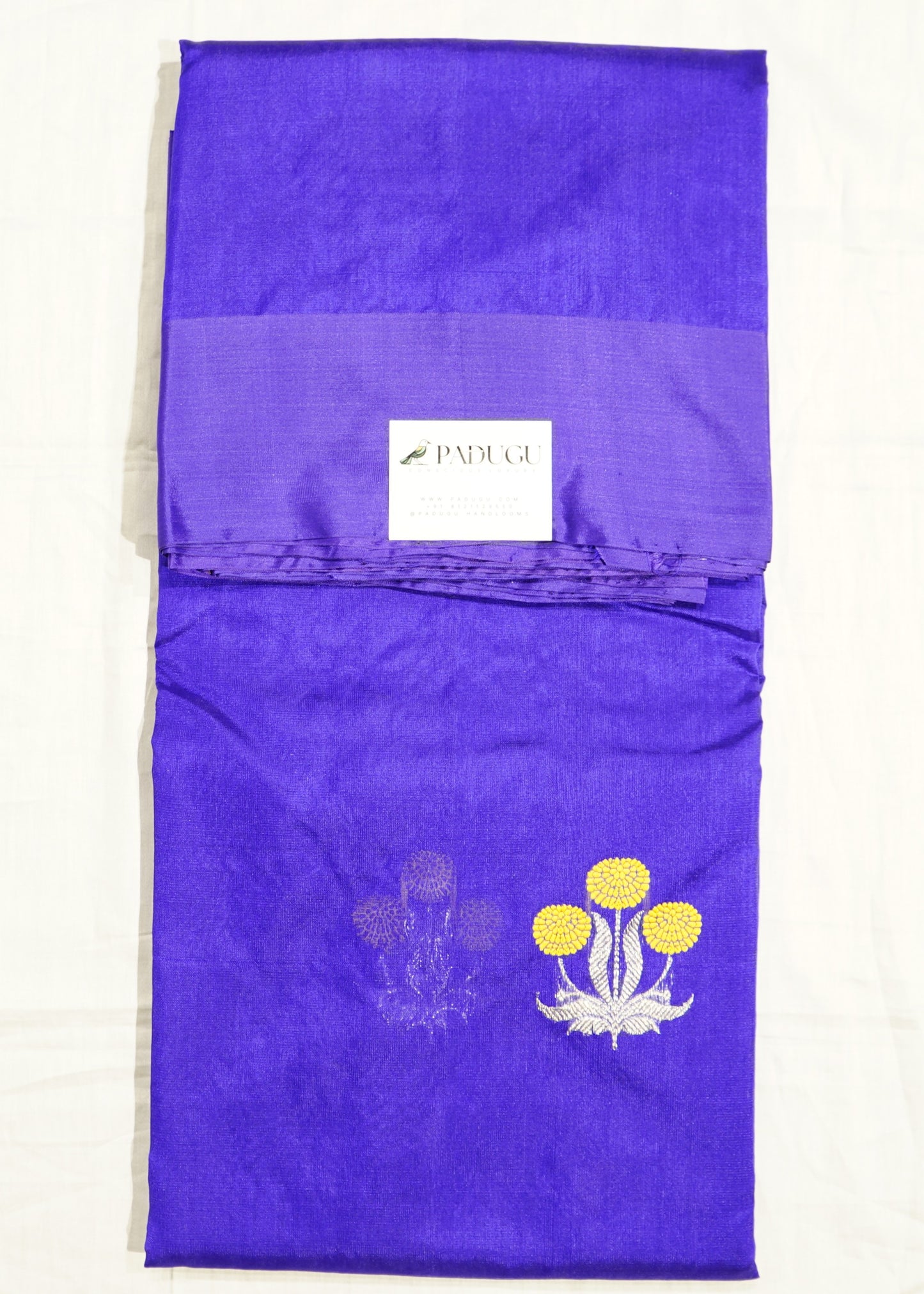 Dark Blue Chanderi Eknaliya Zari buti Pure Silk Handloom Saree