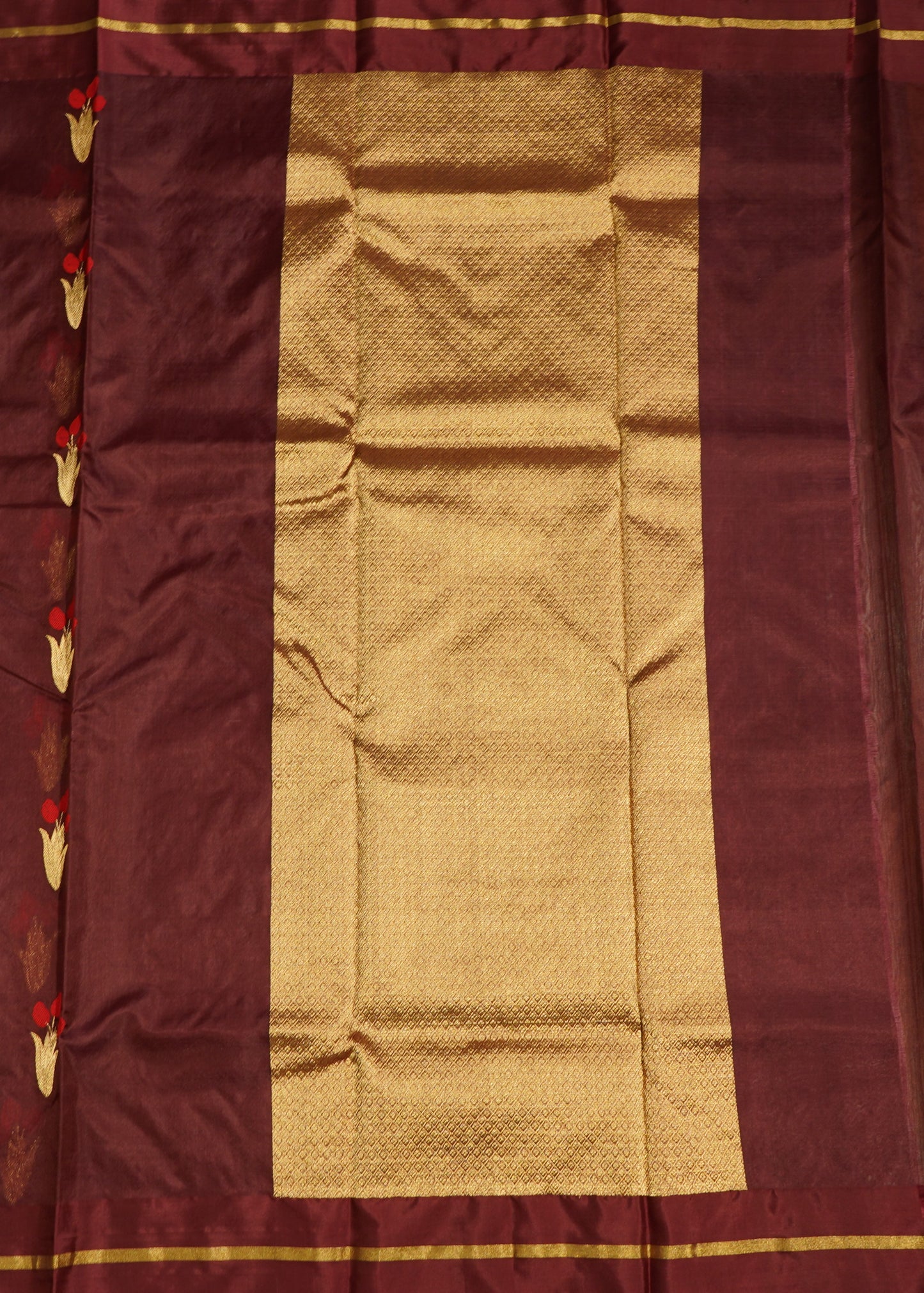 Maroon Chanderi Eknaliya Zari buti Pure Silk Handloom Saree