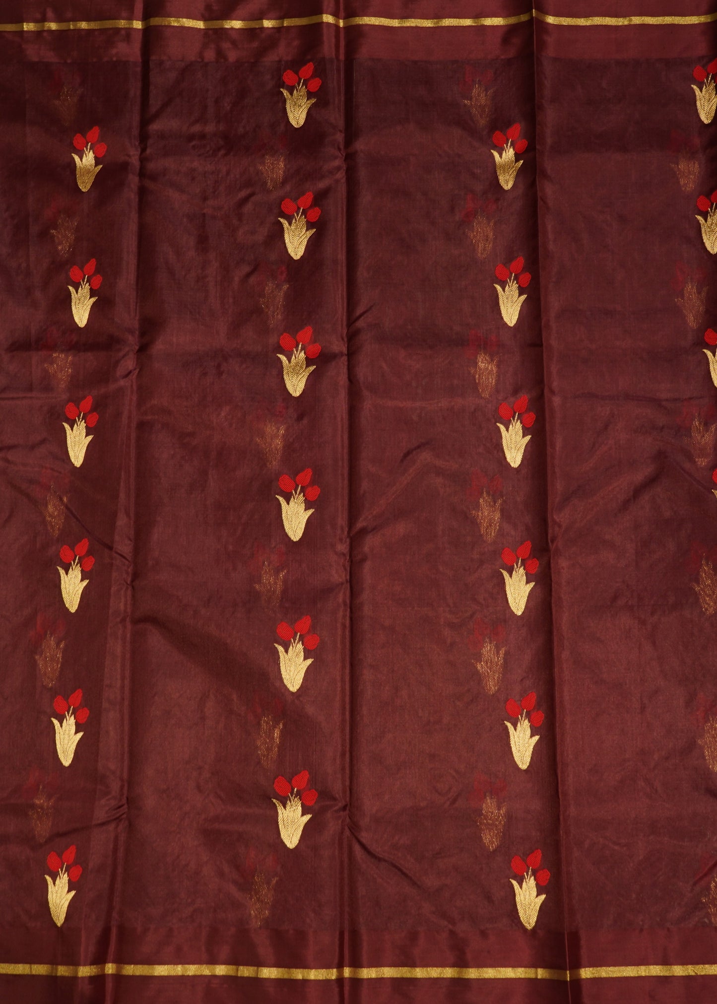 Maroon Chanderi Eknaliya Zari buti Pure Silk Handloom Saree