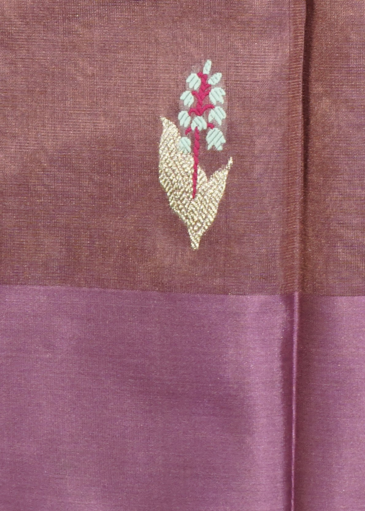 Mauve Chanderi Eknali Zari Buti Pure Silk Handloom Saree