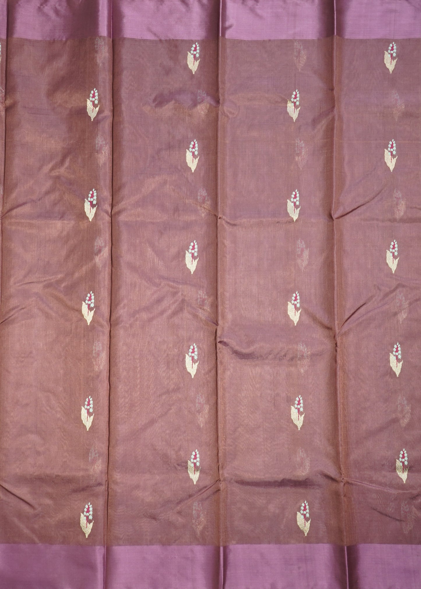 Mauve Chanderi Eknali Zari Buti Pure Silk Handloom Saree
