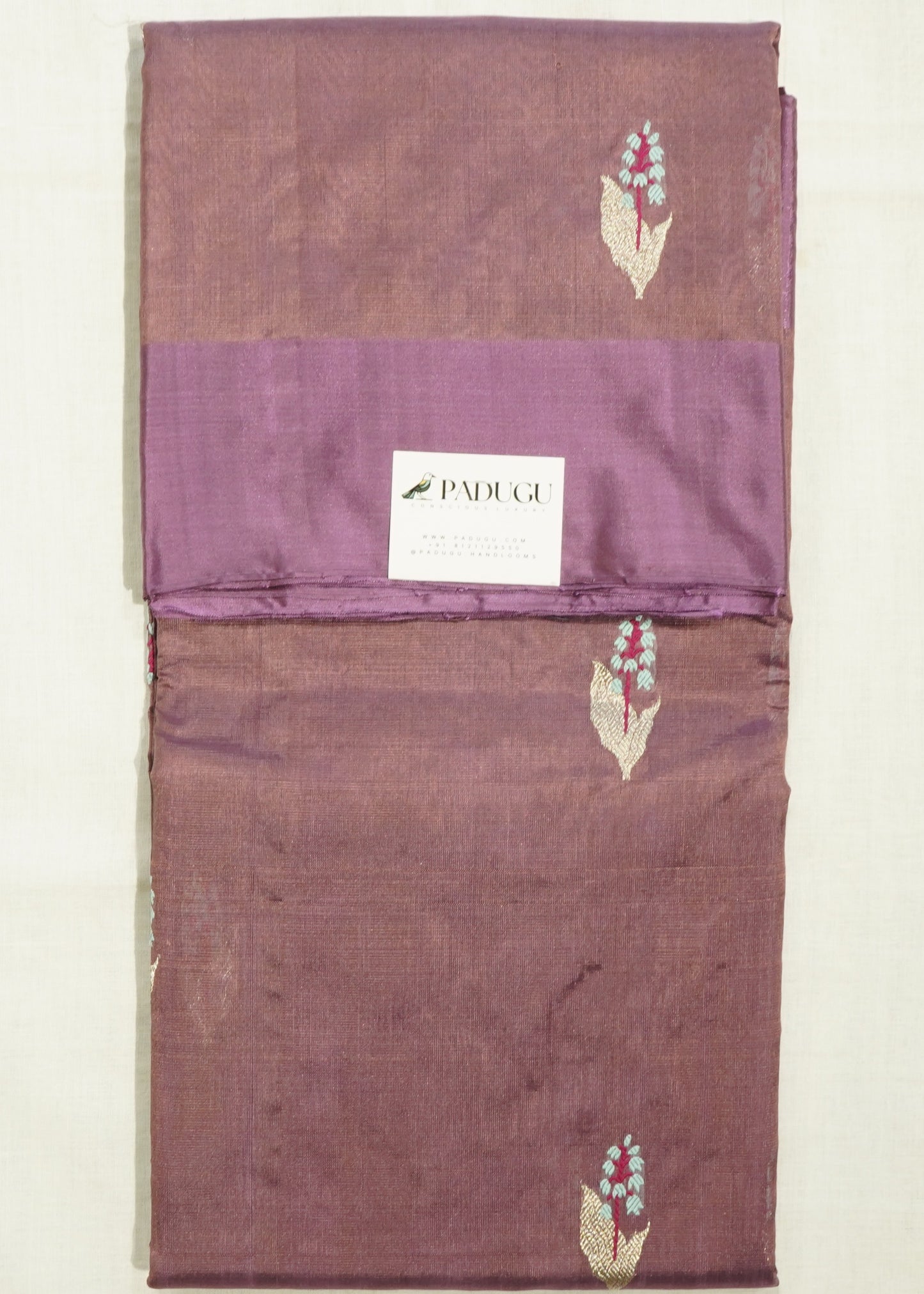 Mauve Chanderi Eknali Zari Buti Pure Silk Handloom Saree