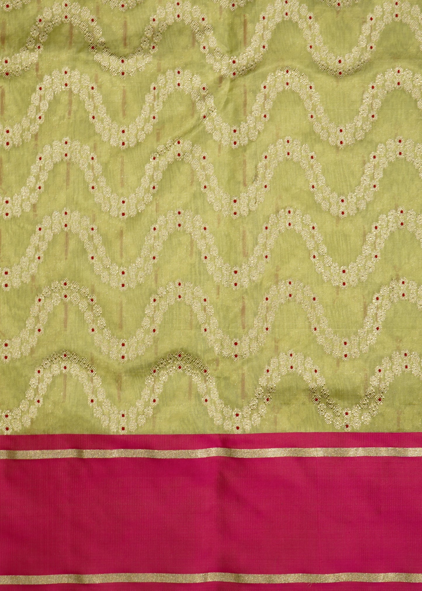 Sea Green Chanderi All over Zari buti Eknaliya Pure Silk Handloom Saree