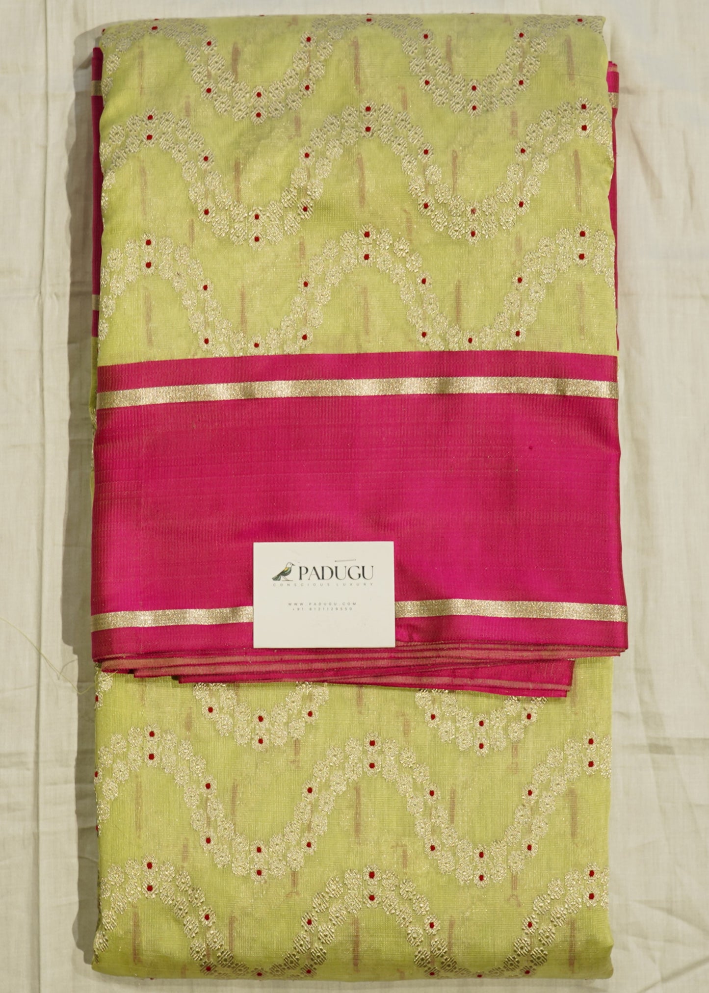 Sea Green Chanderi All over Zari buti Eknaliya Pure Silk Handloom Saree
