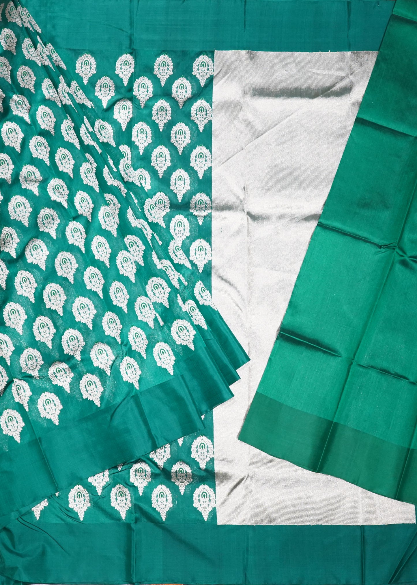 Green Chanderi All Over Jamdani Pure Silk Handloom Saree