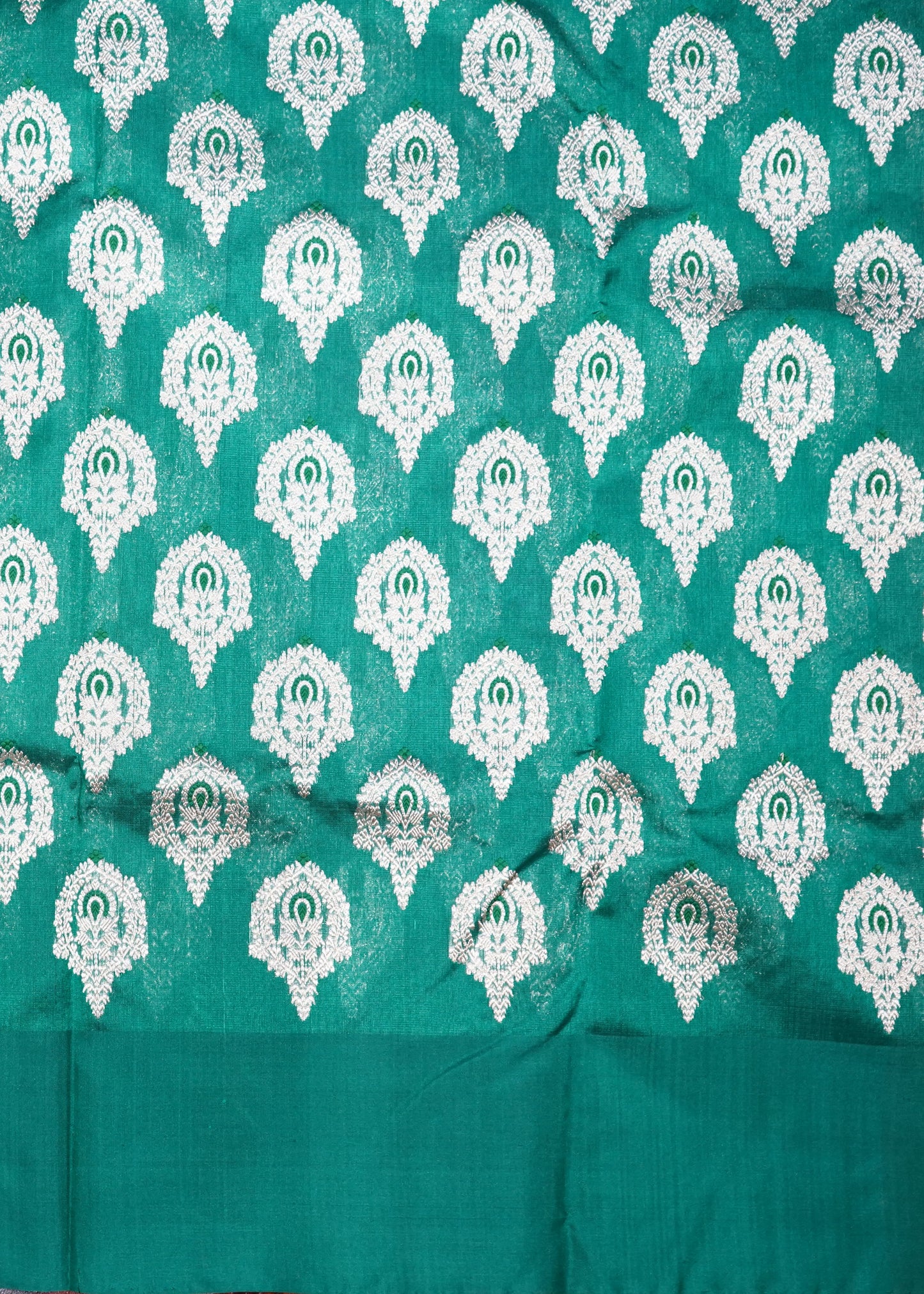 Green Chanderi All Over Jamdani Pure Silk Handloom Saree