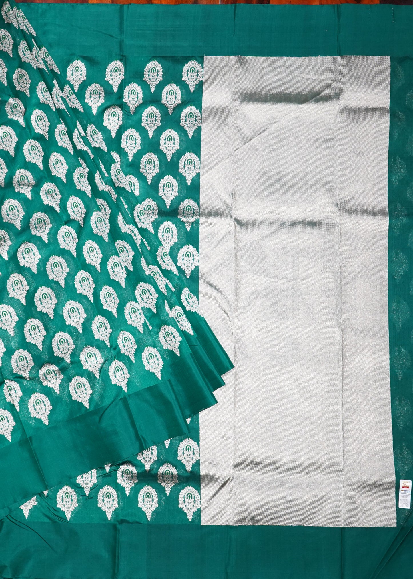 Green Chanderi All Over Jamdani Pure Silk Handloom Saree