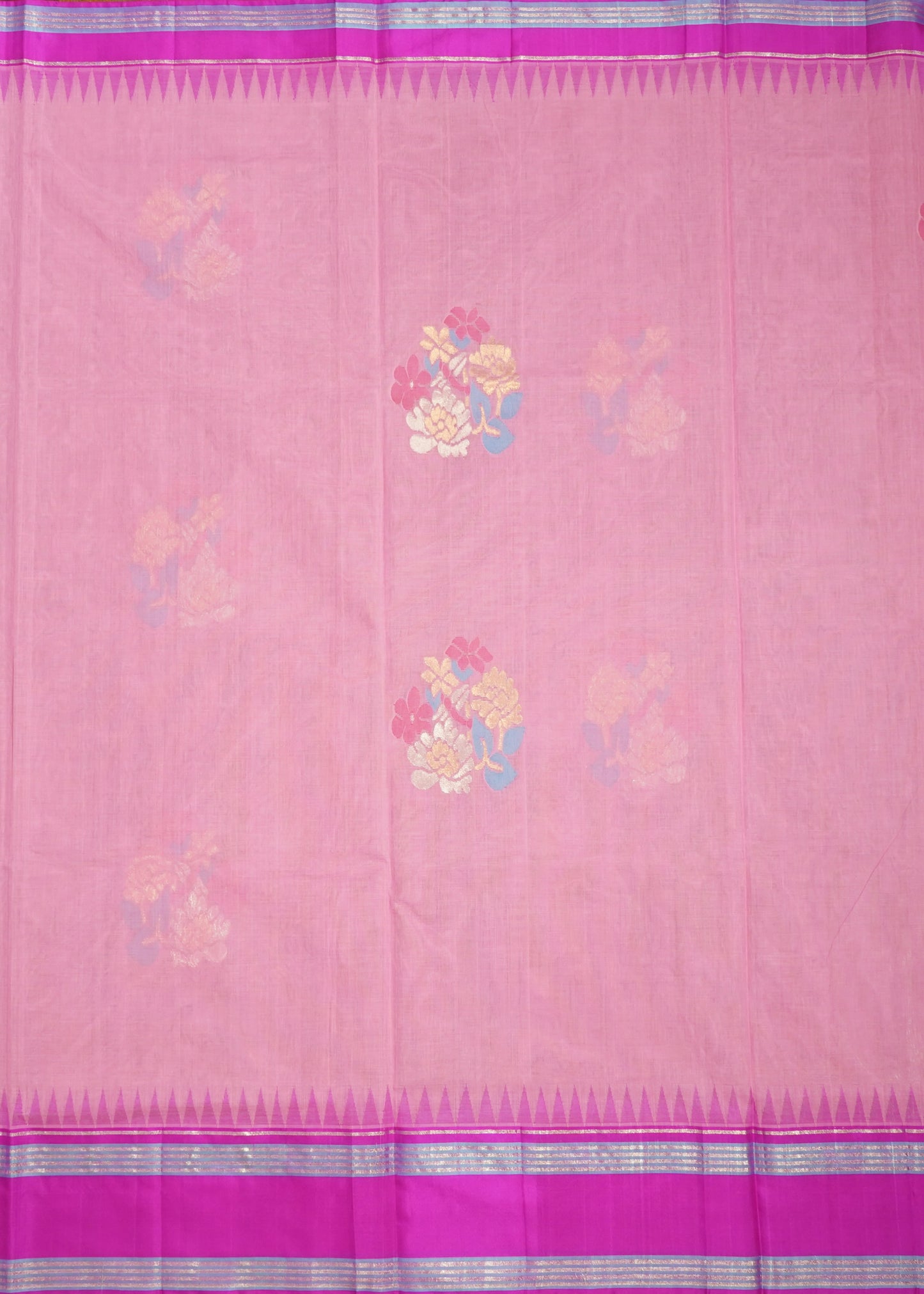 Baby Pink Ponduru All Over Jamdani Buti Pure Cotton Handloom Saree
