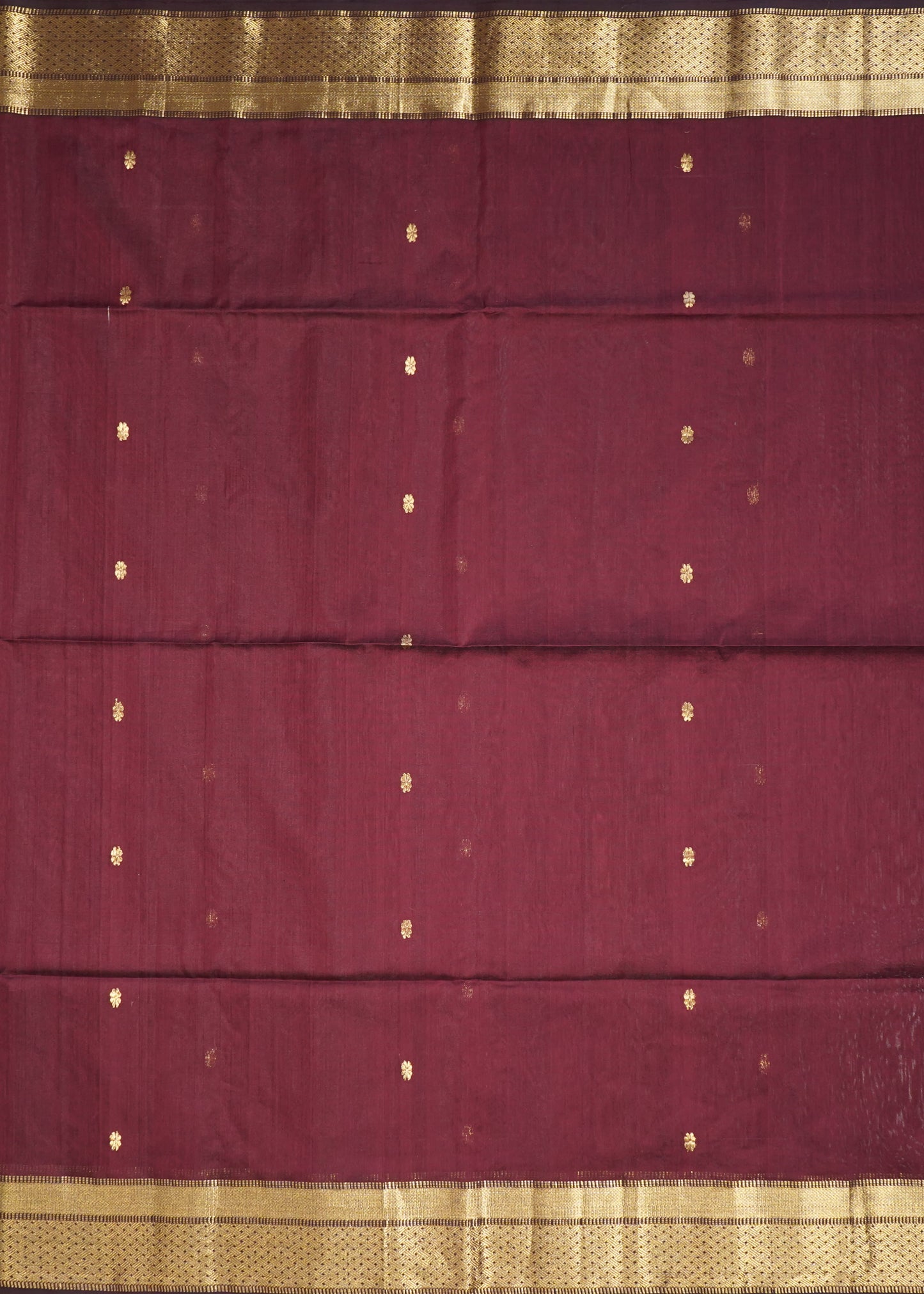 Maroon Maheshwari Zari Buti Pure Cotton silk Handloom Saree