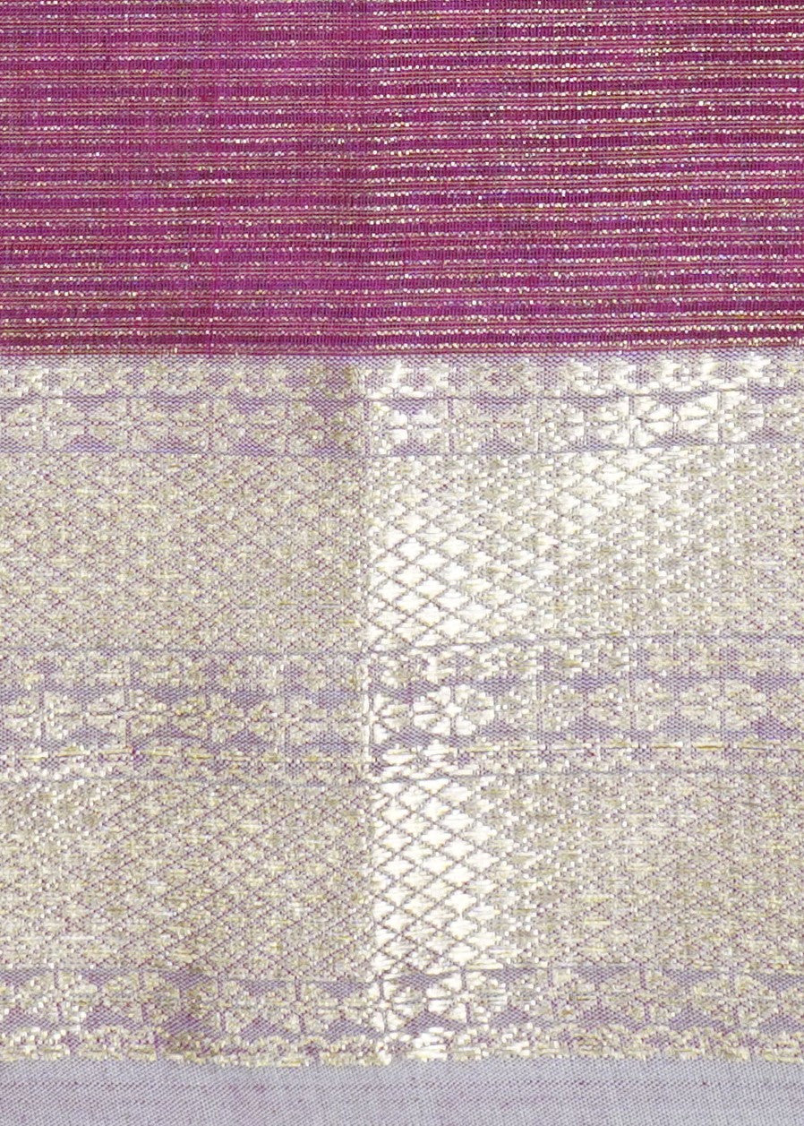 Wine Maheshwari Tissue Pure Cotton silk Handloom Saree
