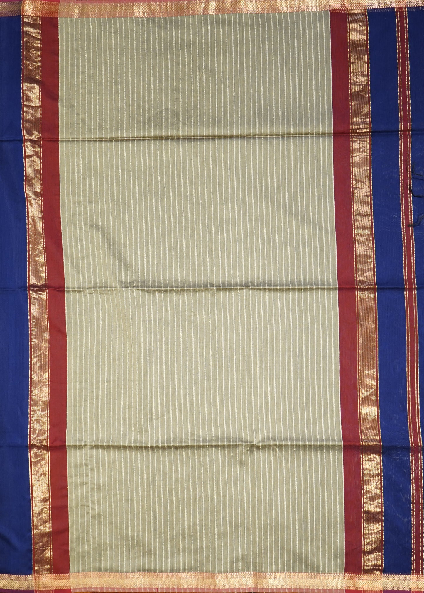 Blue Maheshwari Jute Pallu Pure Cotton silk Handloom Saree