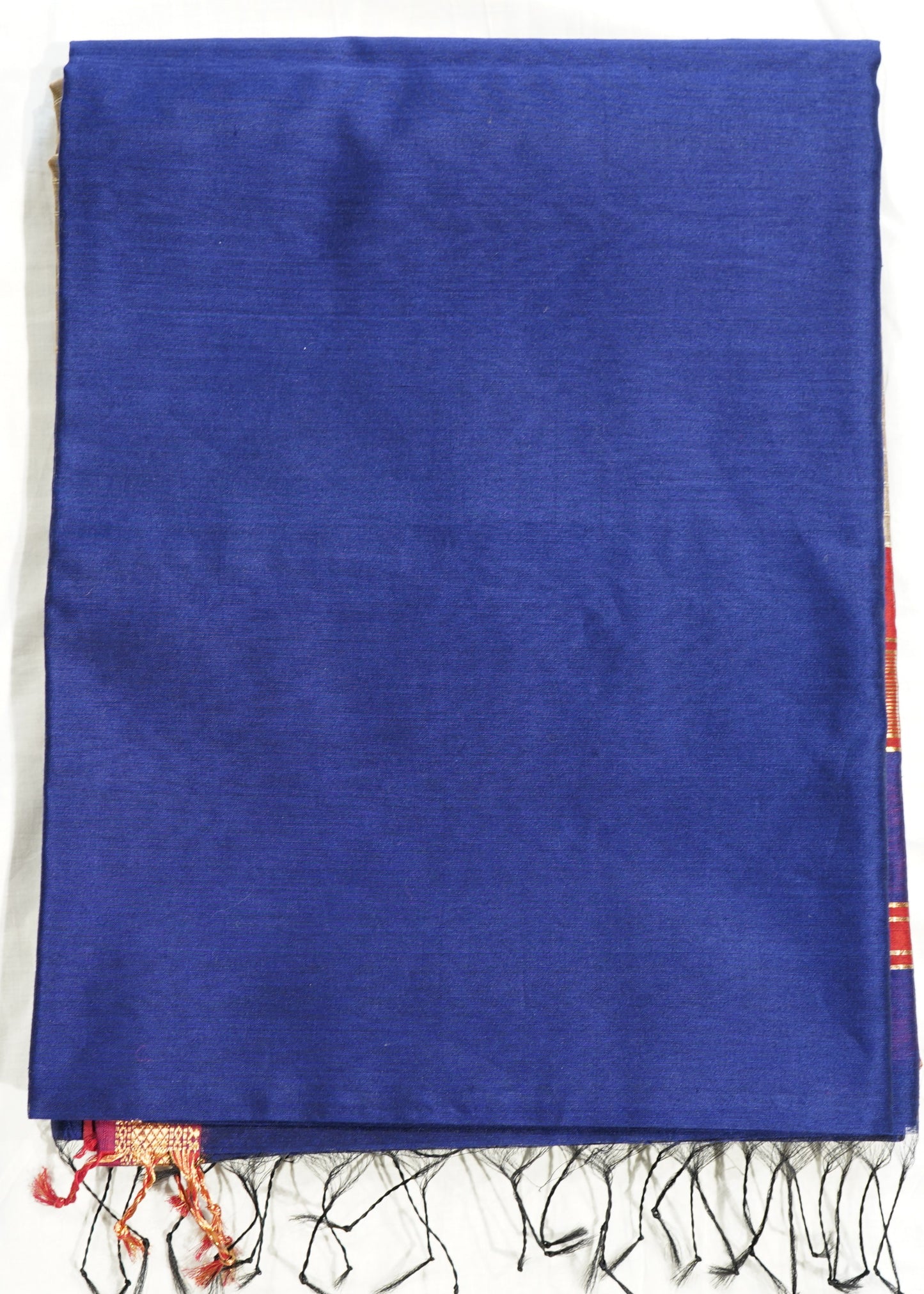 Blue Maheshwari Jute Pallu Pure Cotton silk Handloom Saree