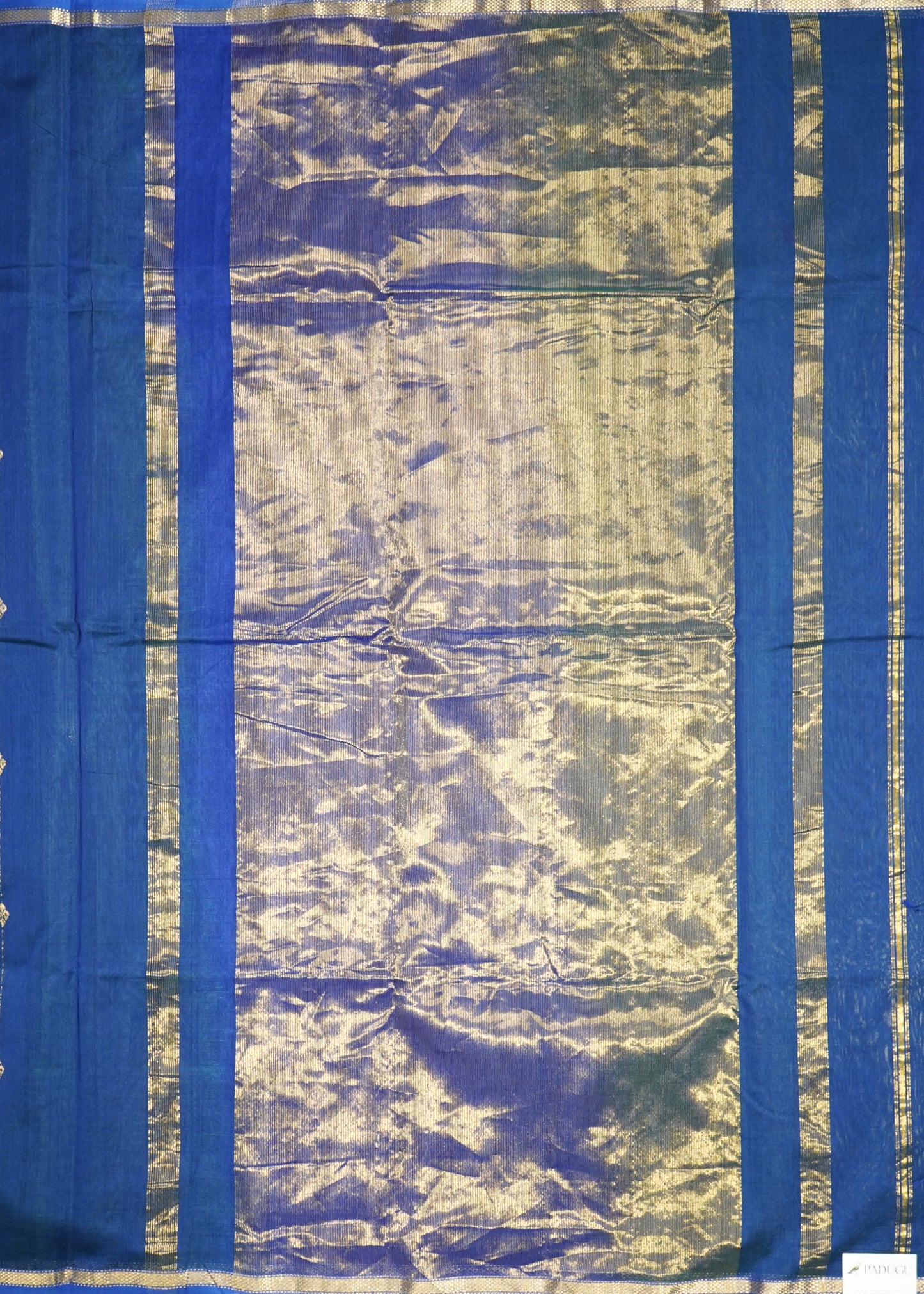 Blue Maheshwari Tissue Pallu Pure Cotton silk Handloom Saree