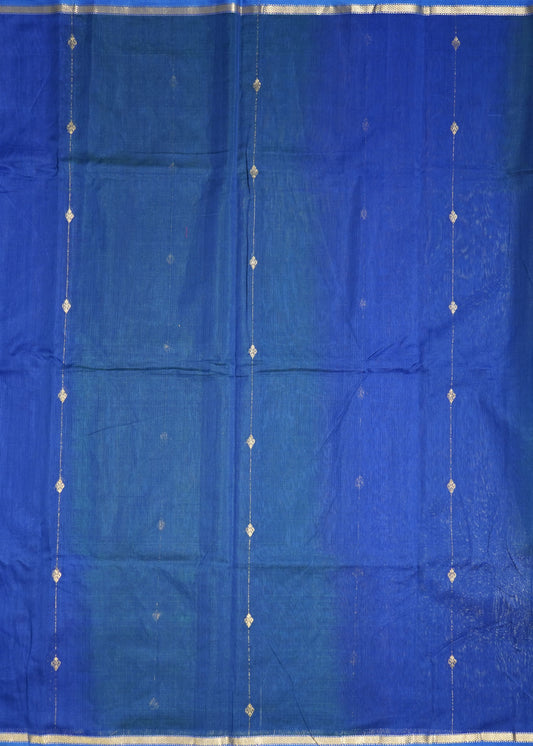 Blue Maheshwari Tissue Pallu Pure Cotton silk Handloom Saree
