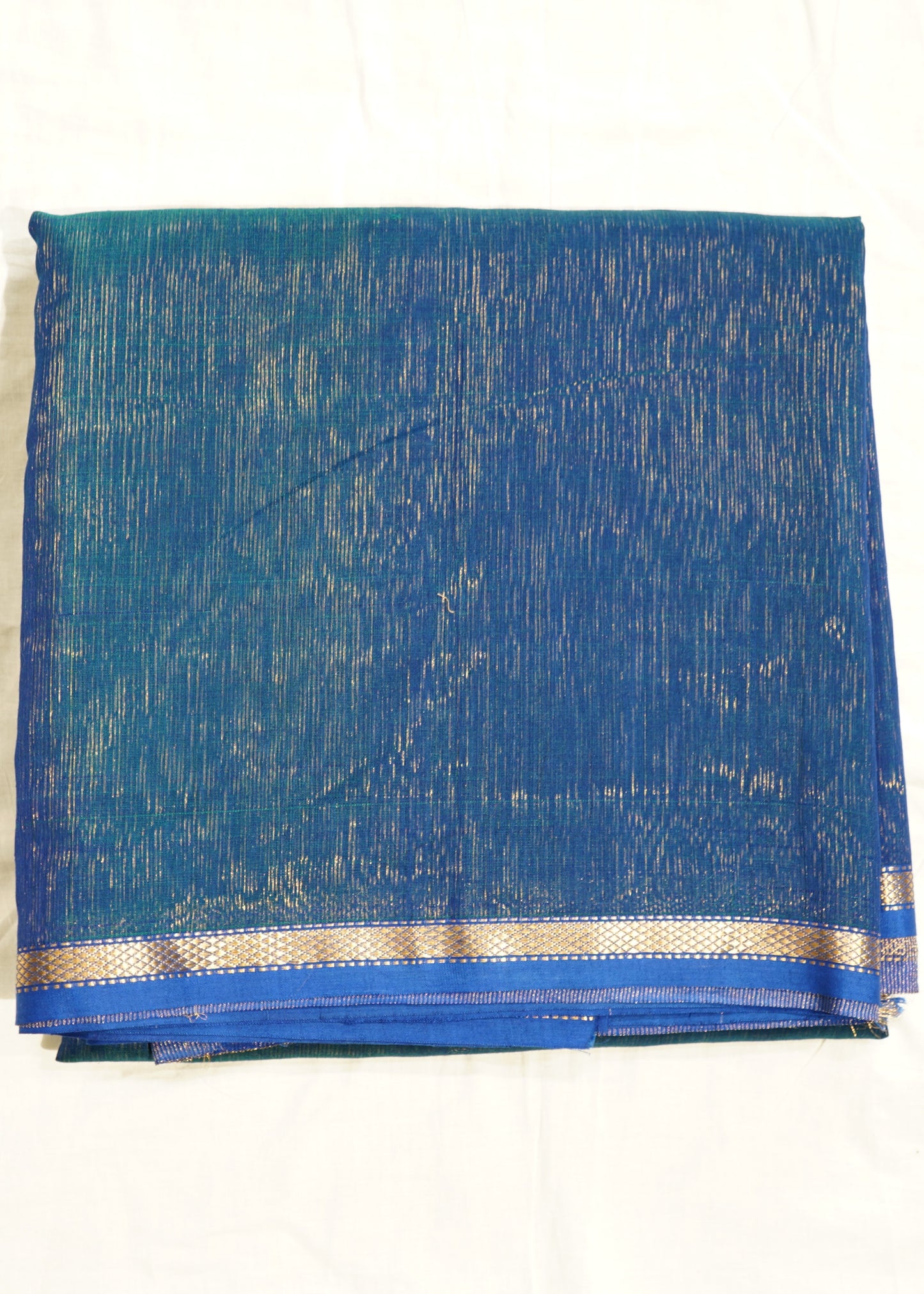 Blue Maheshwari Tissue Pallu Pure Cotton silk Handloom Saree