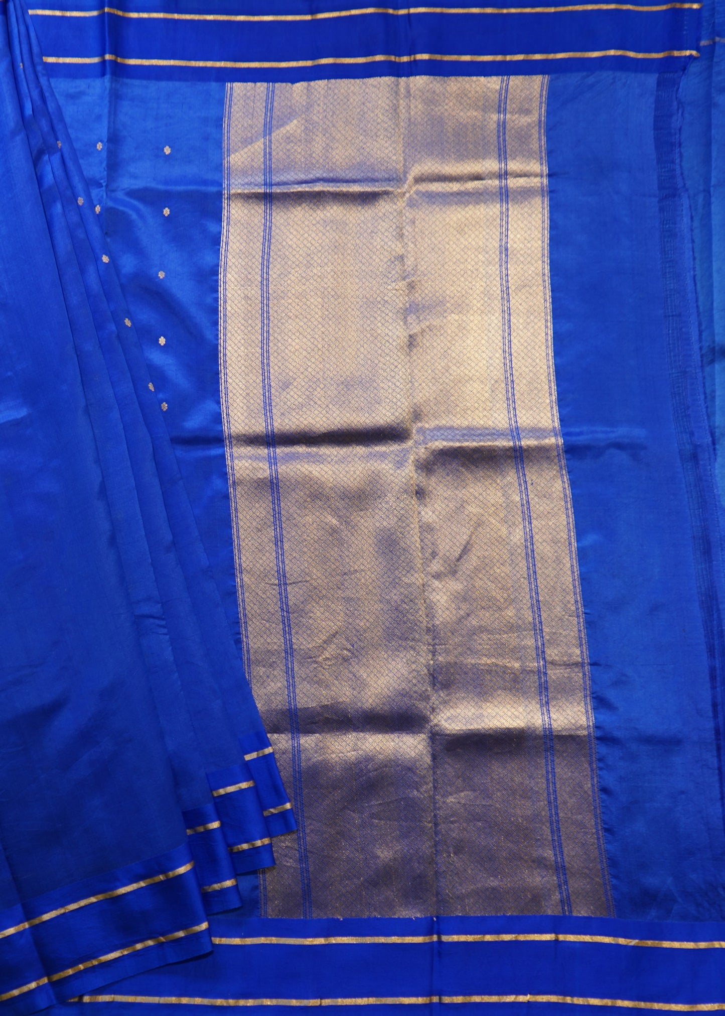 Rama Blue Banaras Iktara Katan Silk Pure Handloom Saree