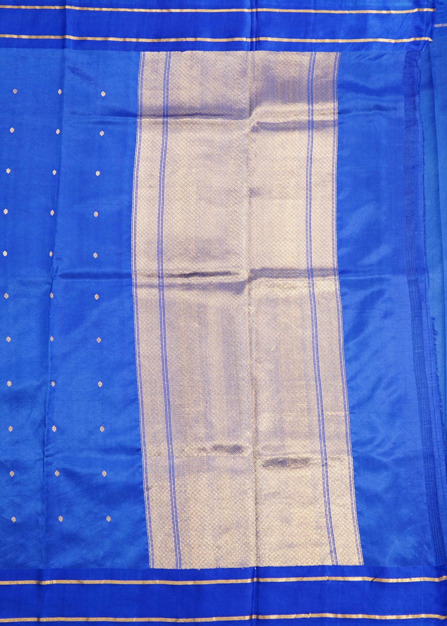 Rama Blue Banaras Iktara Katan Silk Pure Handloom Saree