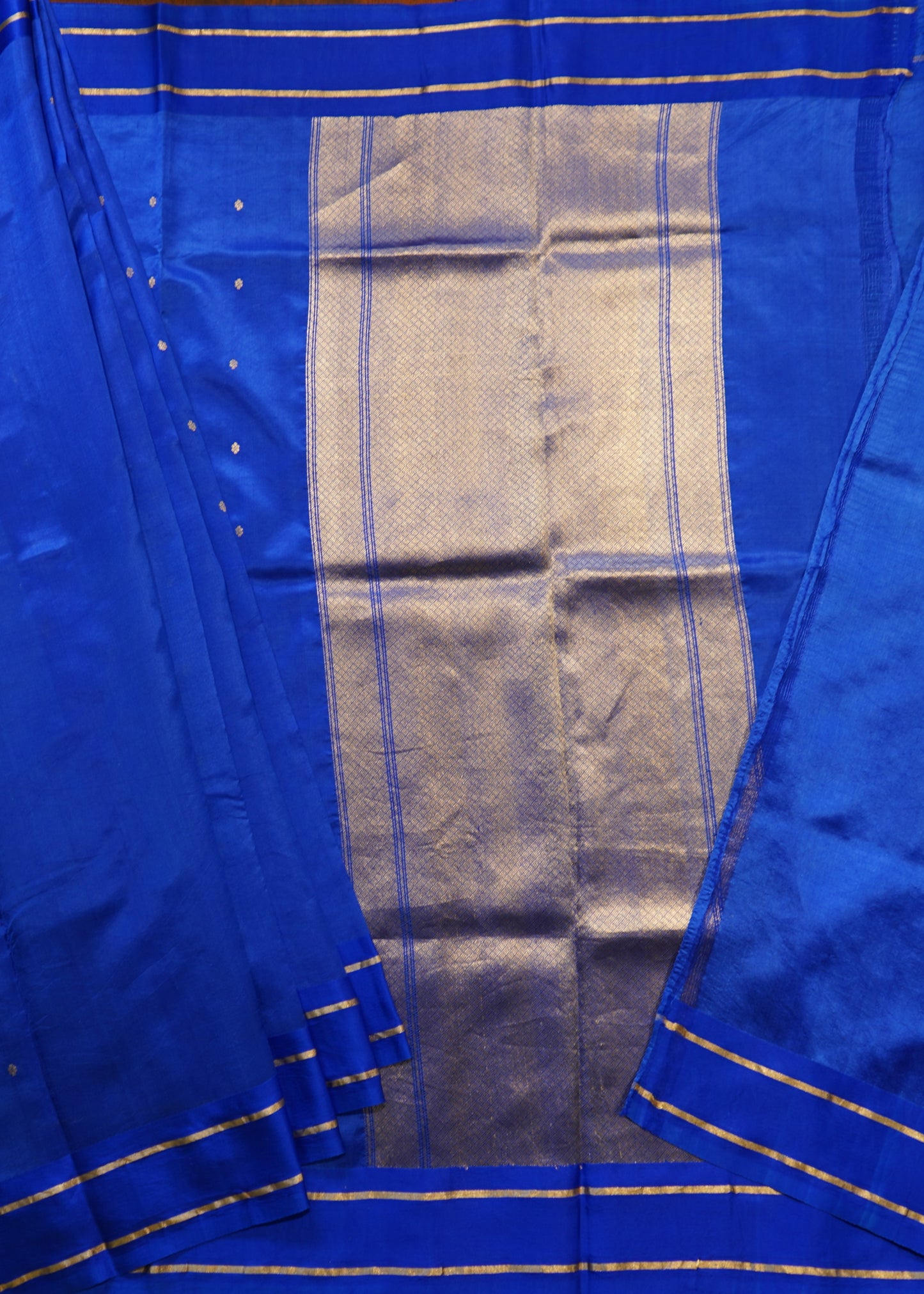 Rama Blue Banaras Iktara Katan Silk Pure Handloom Saree