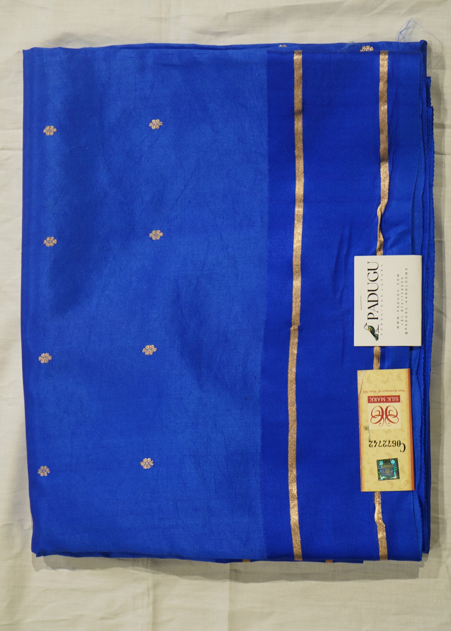 Rama Blue Banaras Iktara Katan Silk Pure Handloom Saree