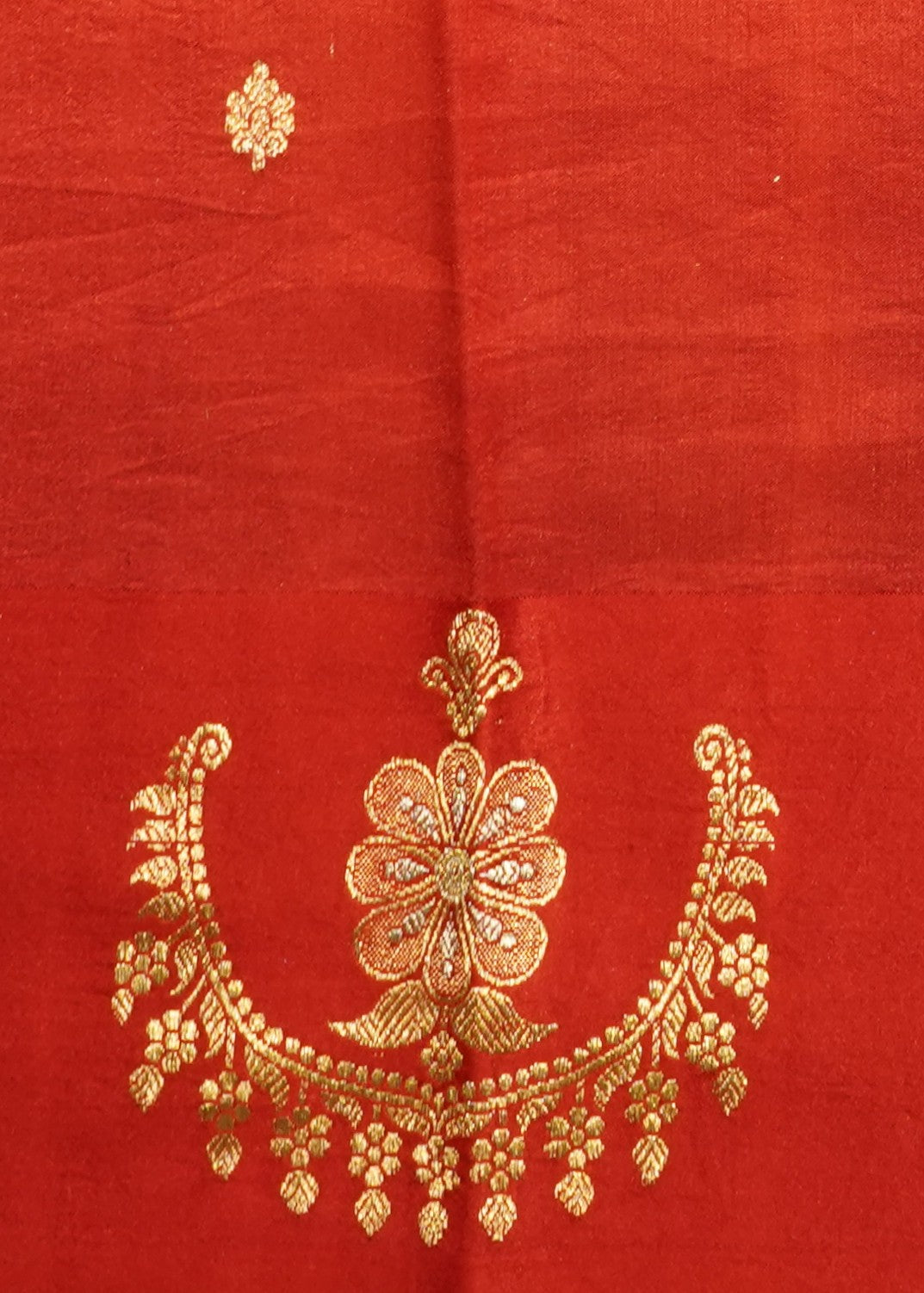 Red Banaras Iktara Katan Pure Silk Handloom Saree
