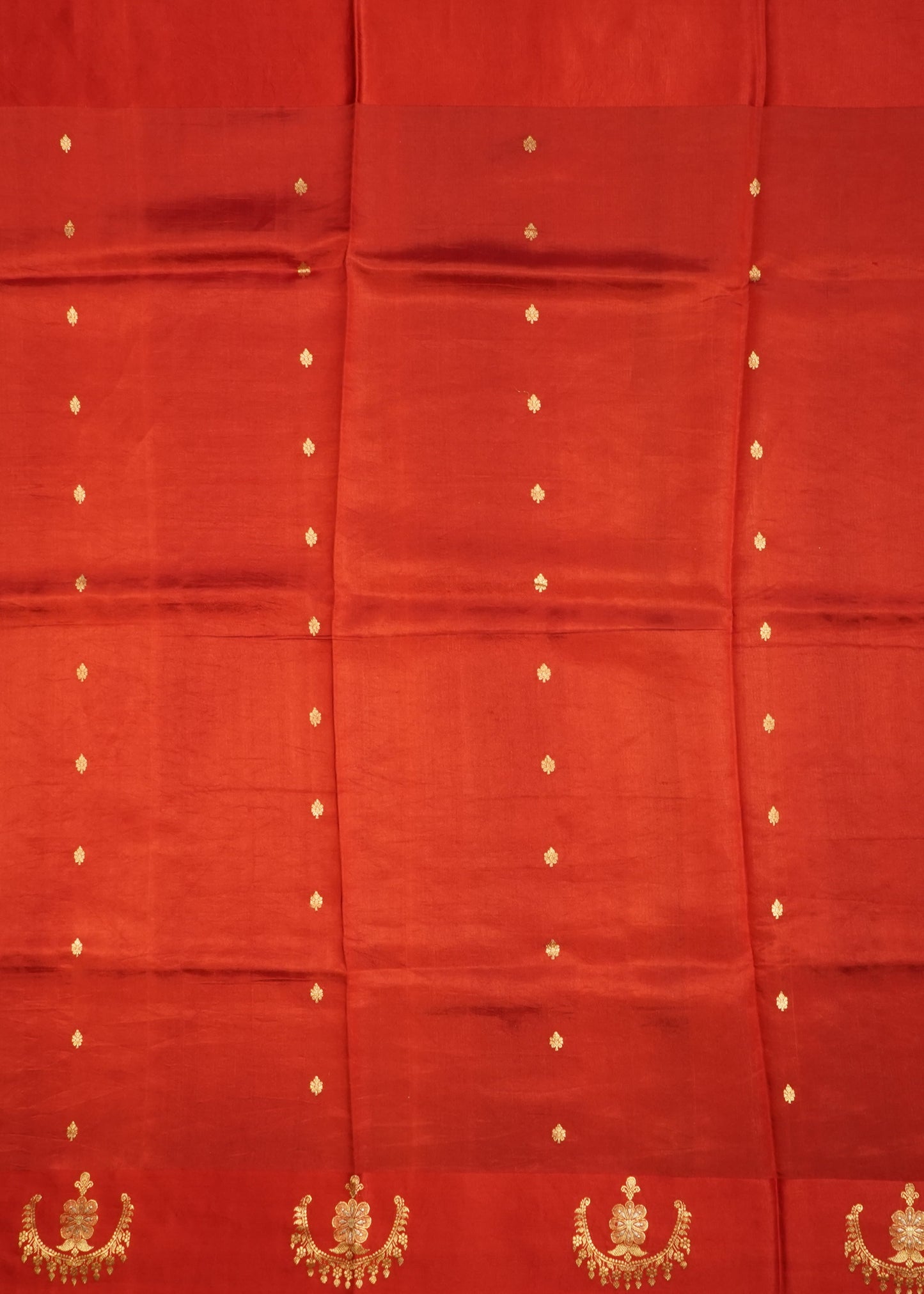 Red Banaras Iktara Katan Pure Silk Handloom Saree