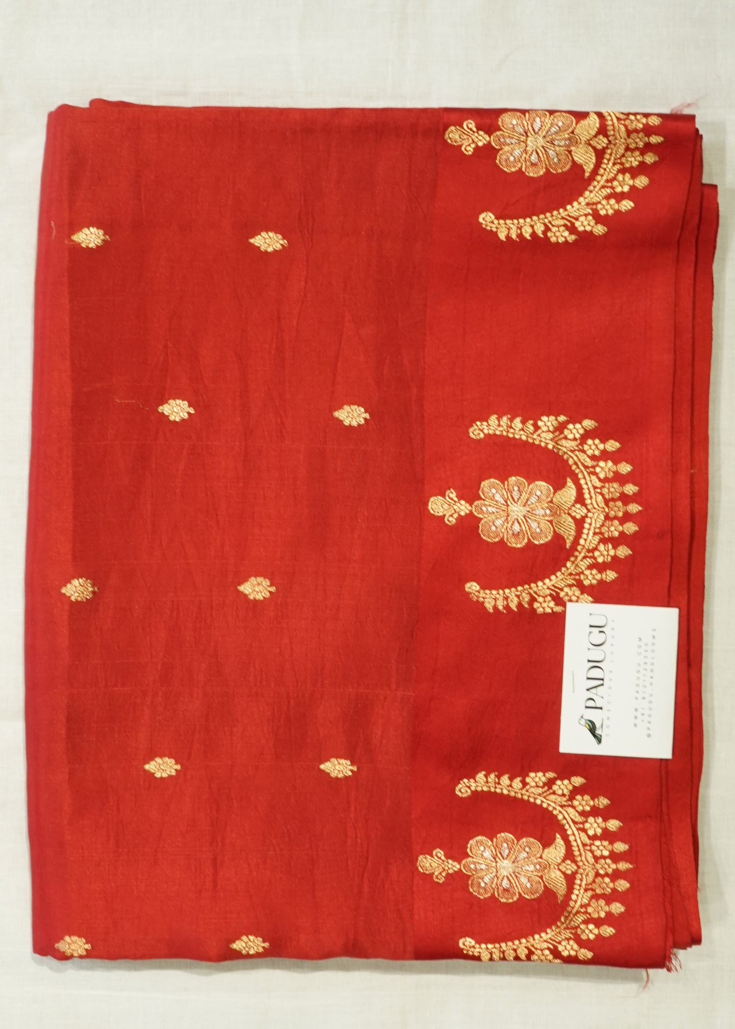 Red Banaras Iktara Katan Pure Silk Handloom Saree