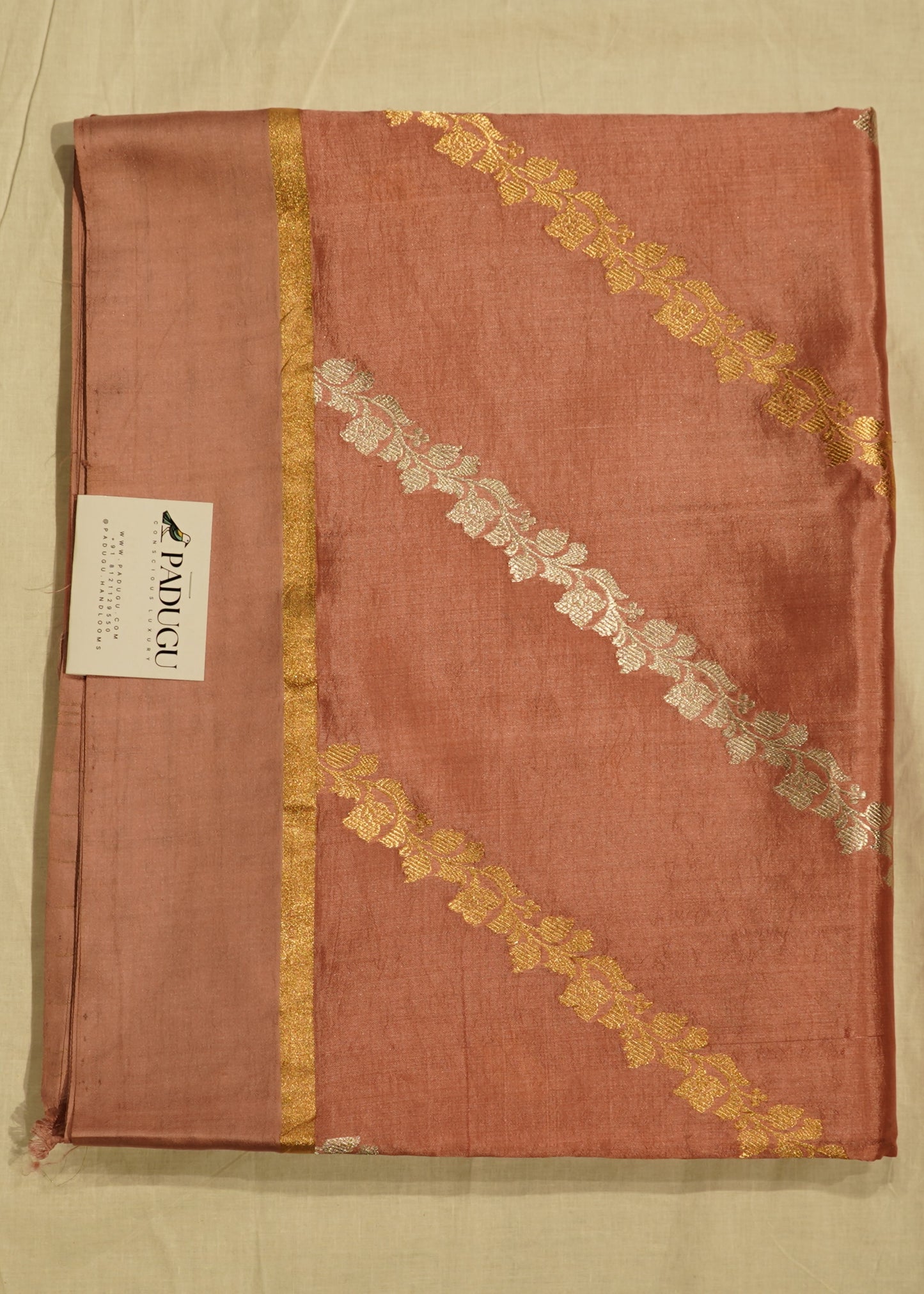 Light Pink Banaras Iktara Pure Silk Handloom Saree