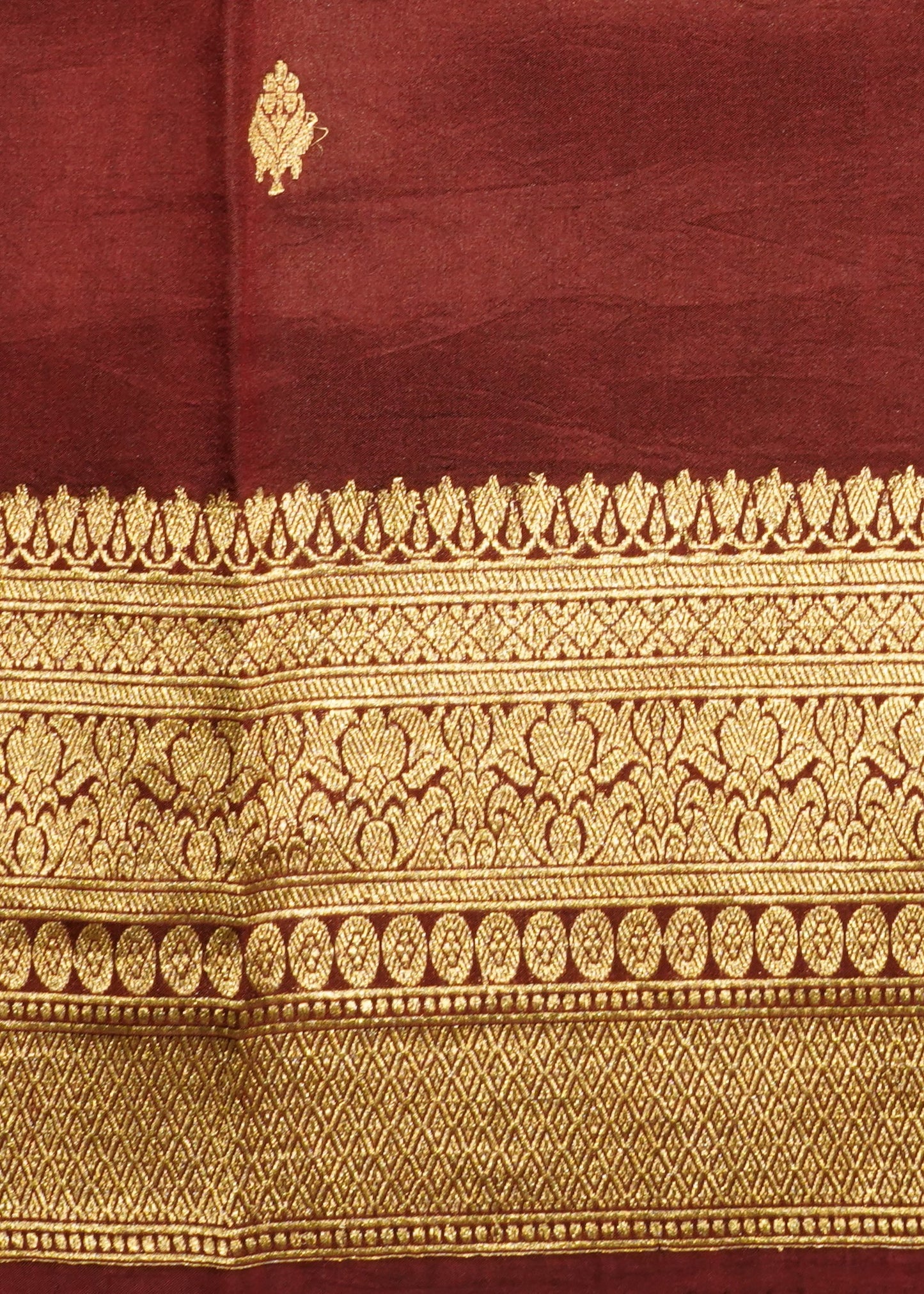 Maroon Banaras Iktara Katan Pure Silk Handloom Saree
