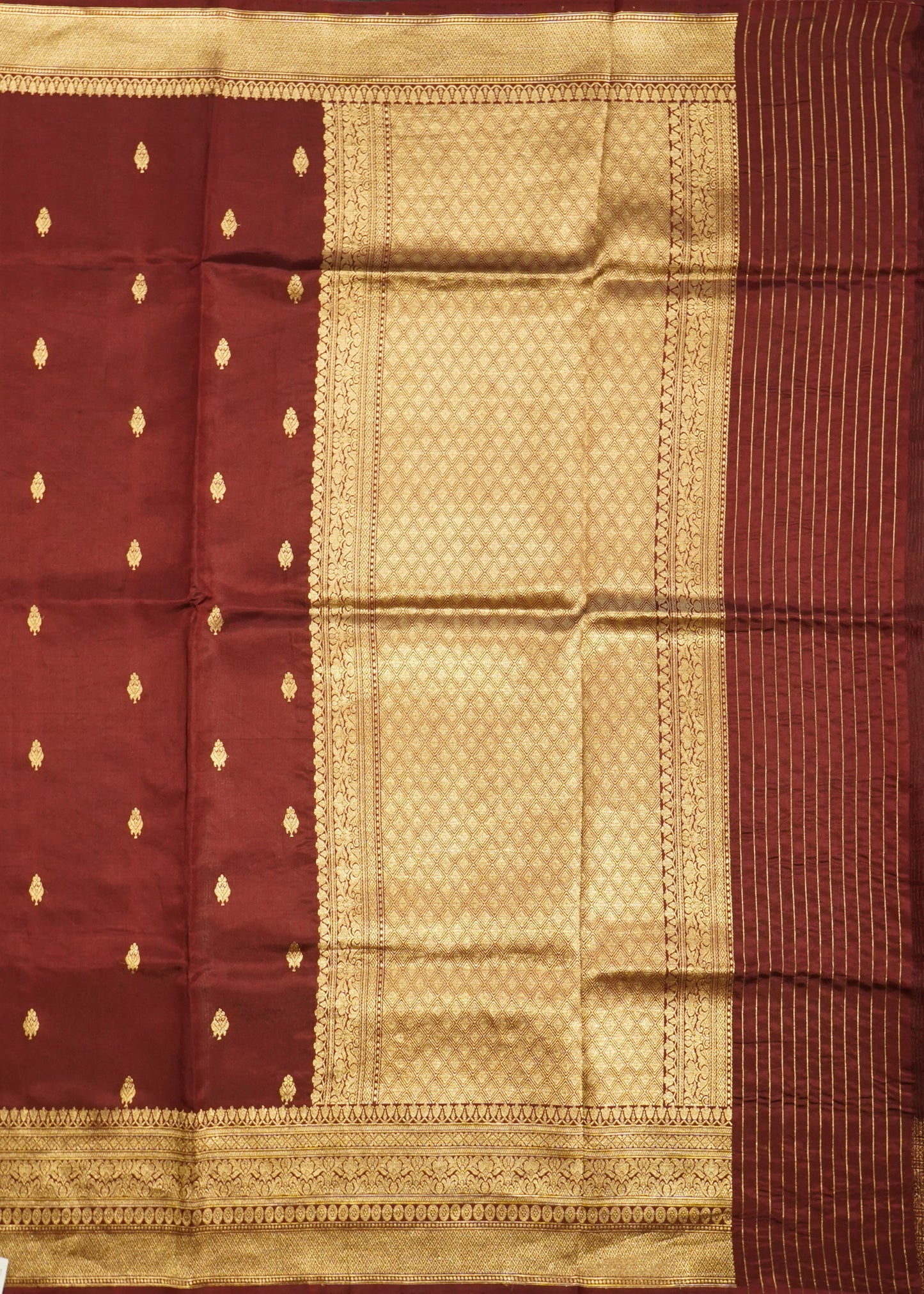 Maroon Banaras Iktara Katan Pure Silk Handloom Saree