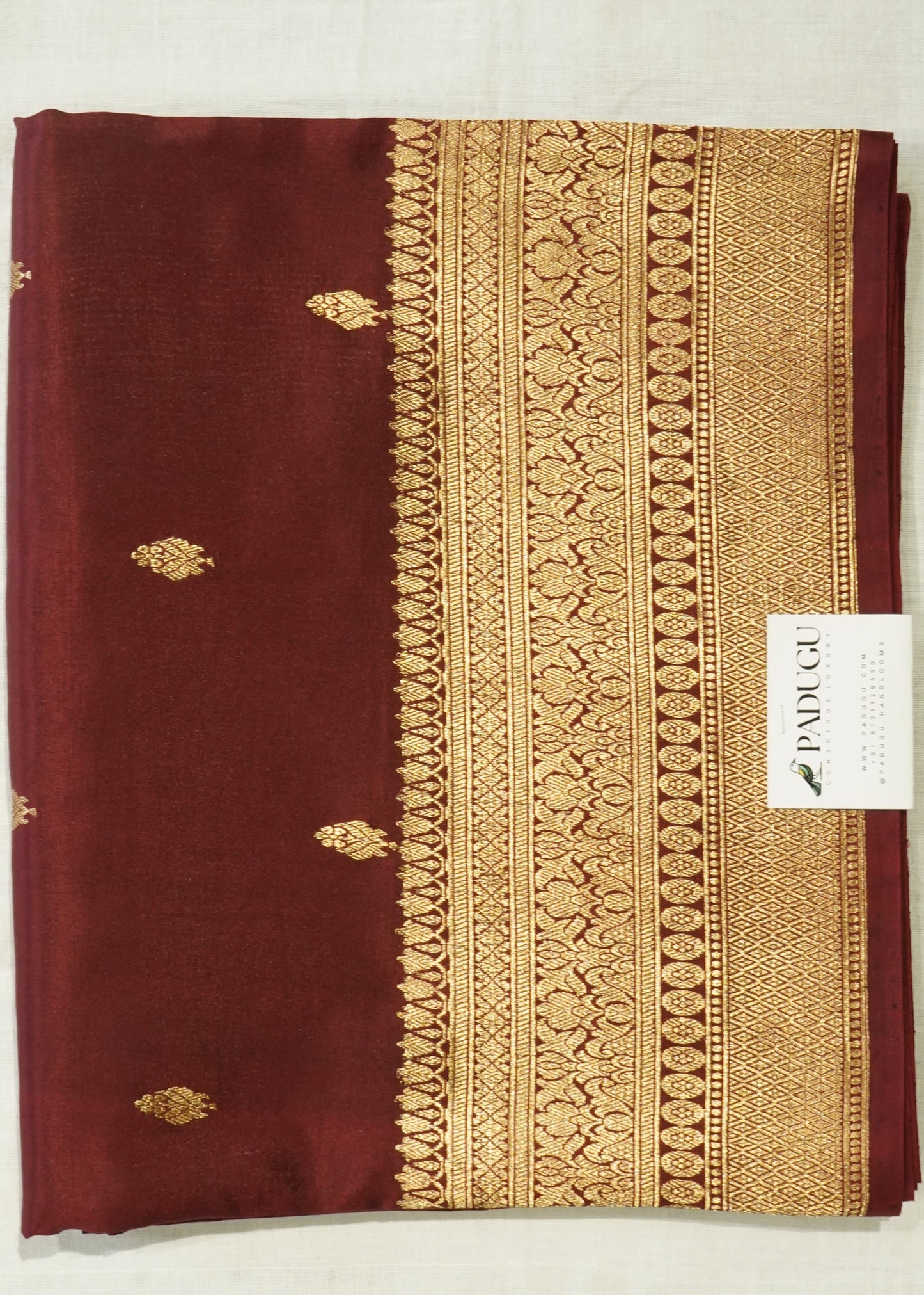 Maroon Banaras Iktara Katan Pure Silk Handloom Saree
