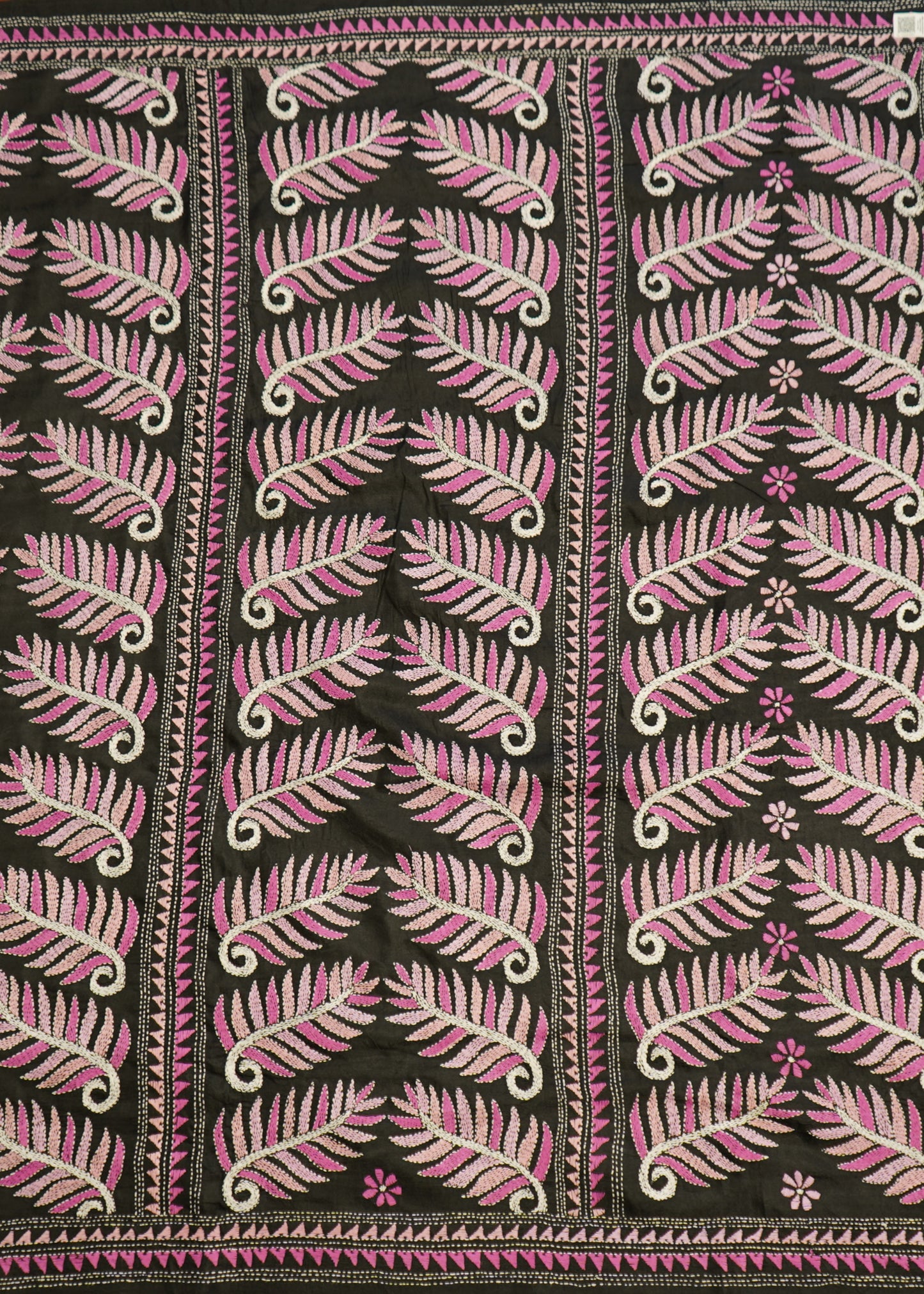 Black Bengal Kantha Pure Silk Handloom Saree